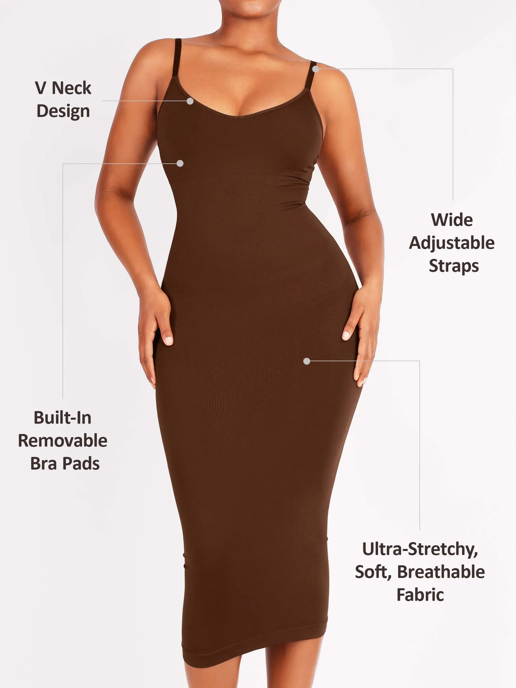 Feelingirl Seamless Midi Body Shaper Dress - Image 30