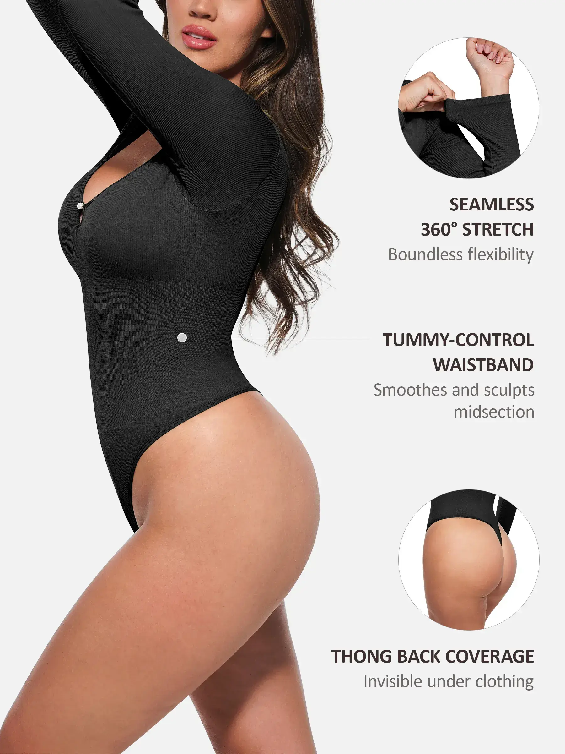 Feelingirl Seamless Ribbed Bodysuit - Image 3