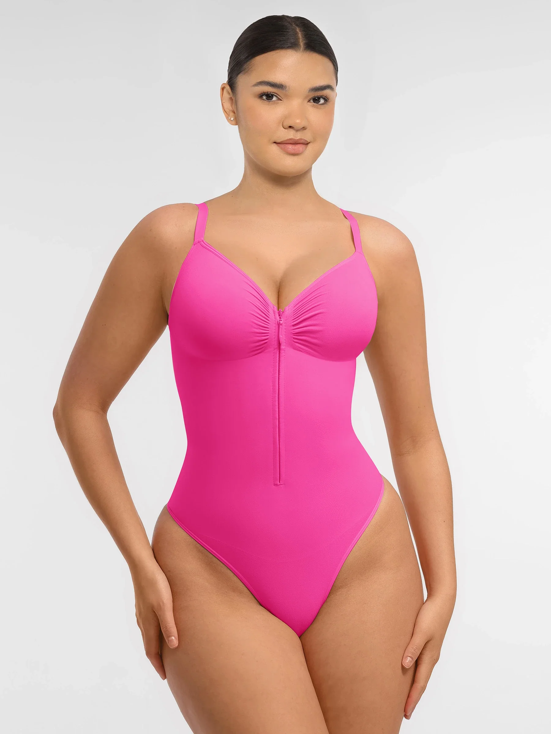 Feelingirl Tummy Control Seamless Zipper Shaping Bodysuit - Image 46