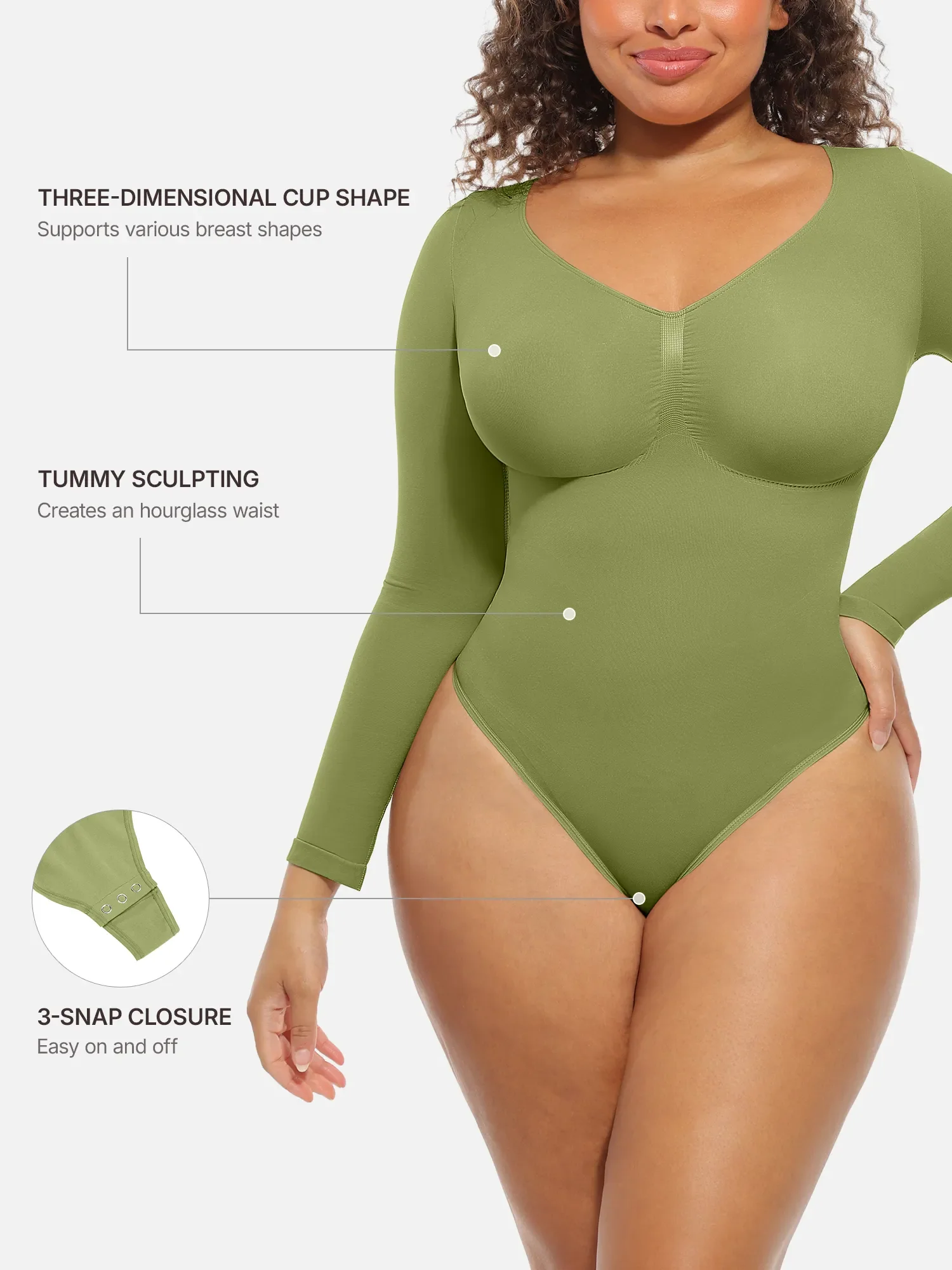 Feelingirl Seamless Supportive Long Sleeve Tummy Control Bodysuit [BOGO] - Image 16