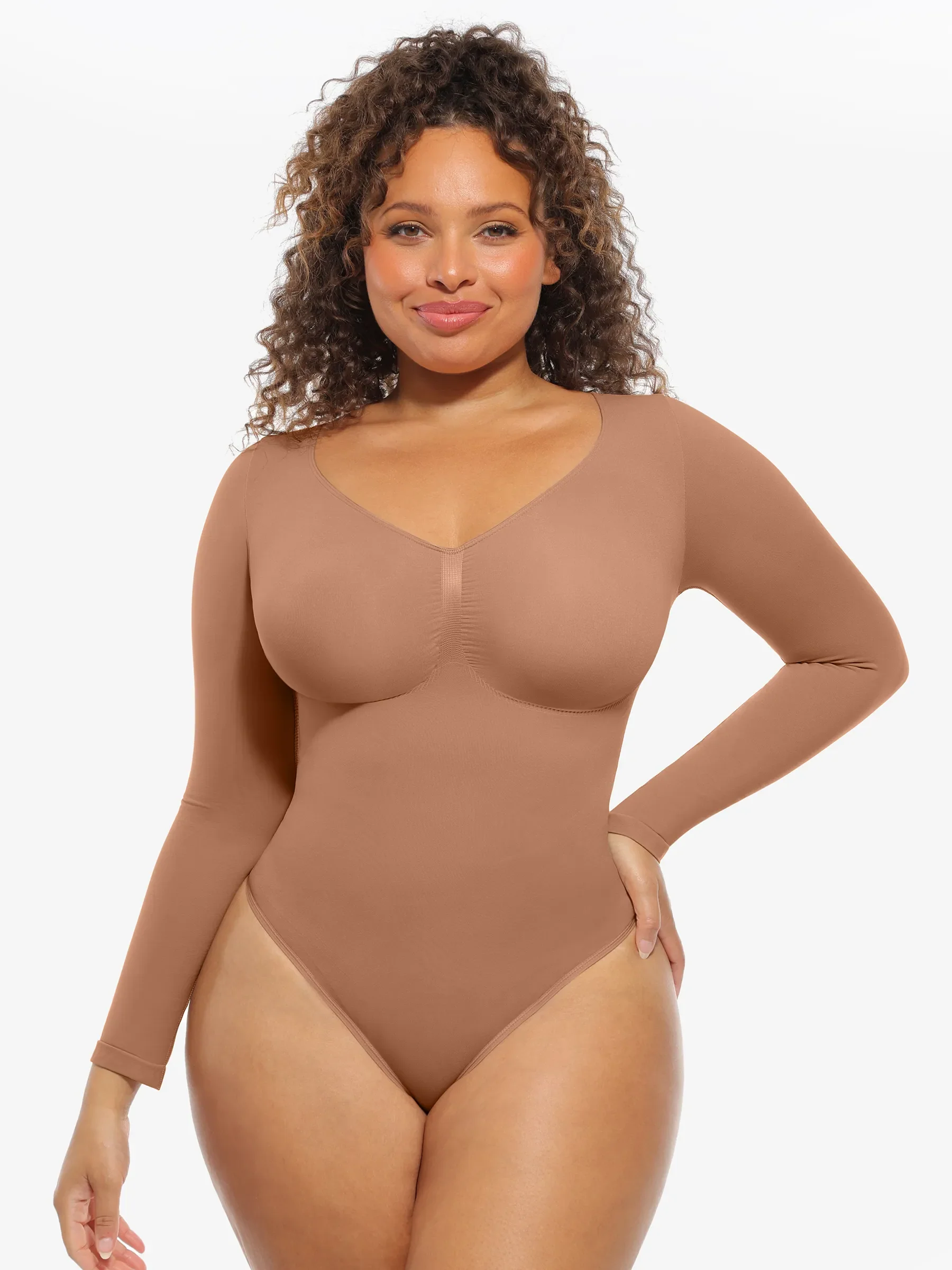 Feelingirl Seamless Supportive Long Sleeve Tummy Control Bodysuit [BOGO] - Image 3
