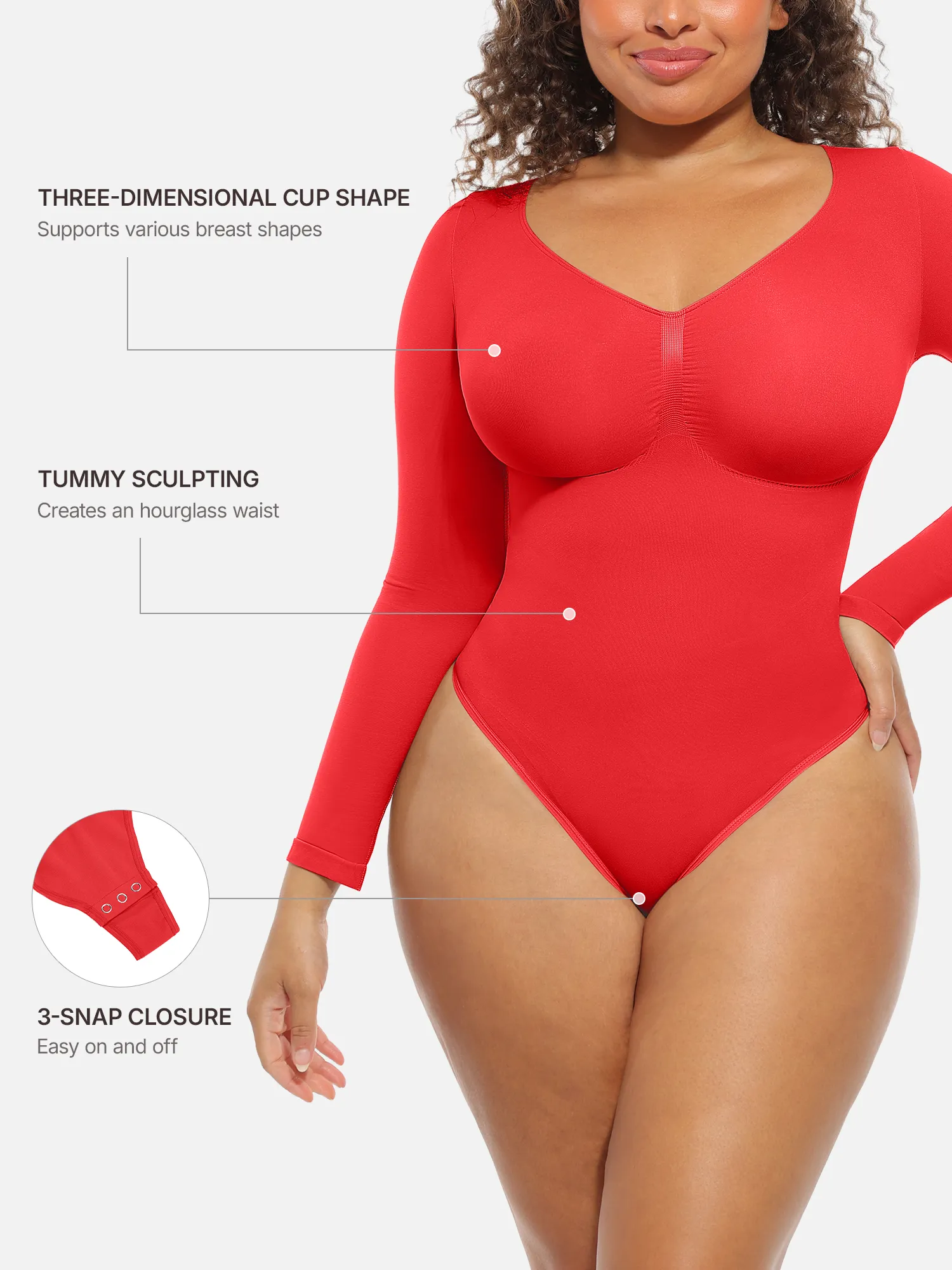 Feelingirl Seamless Supportive Long Sleeve Tummy Control Bodysuit [BOGO] - Image 30