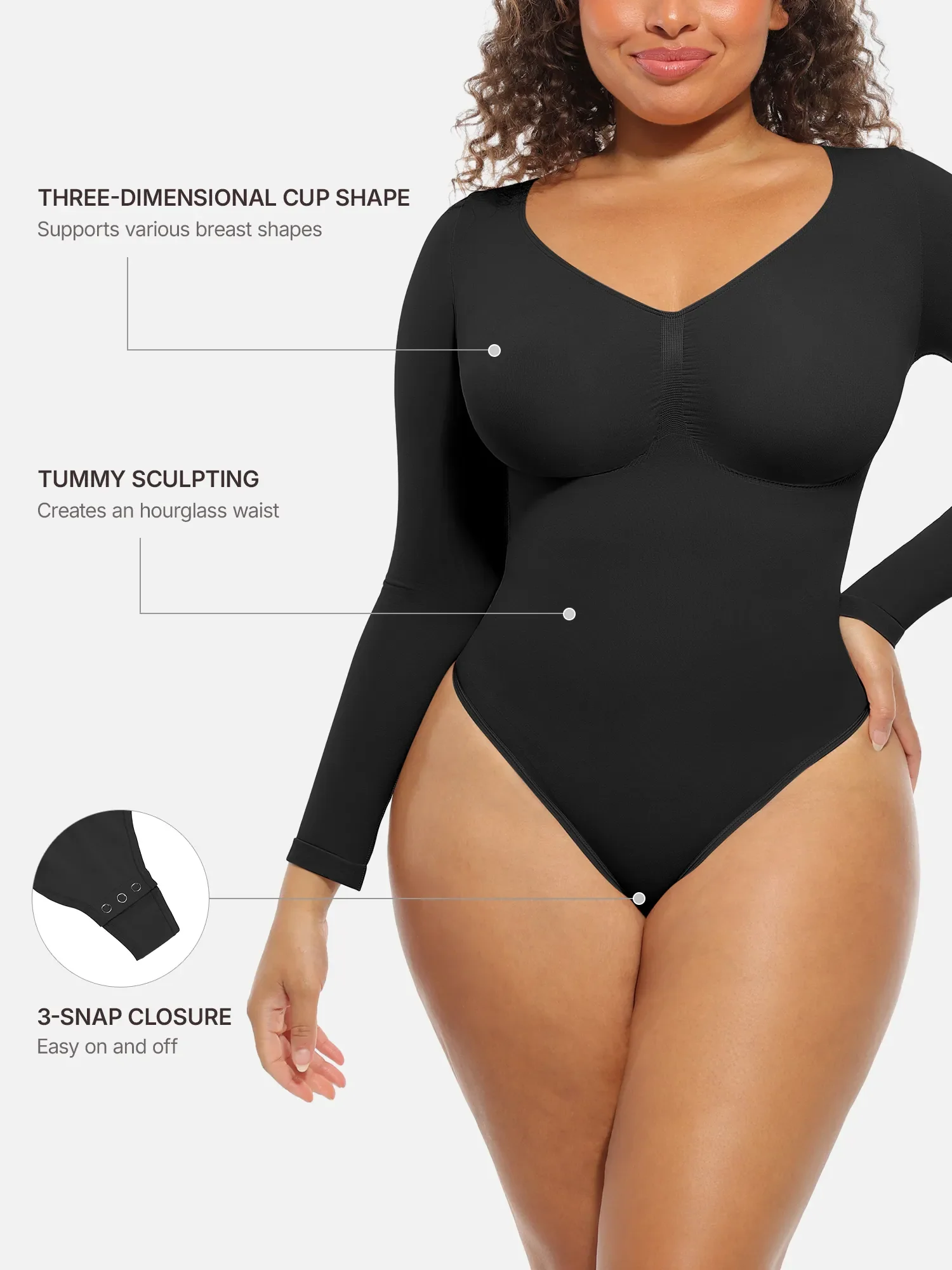 Feelingirl Seamless Supportive Long Sleeve Tummy Control Bodysuit [BOGO] - Image 37