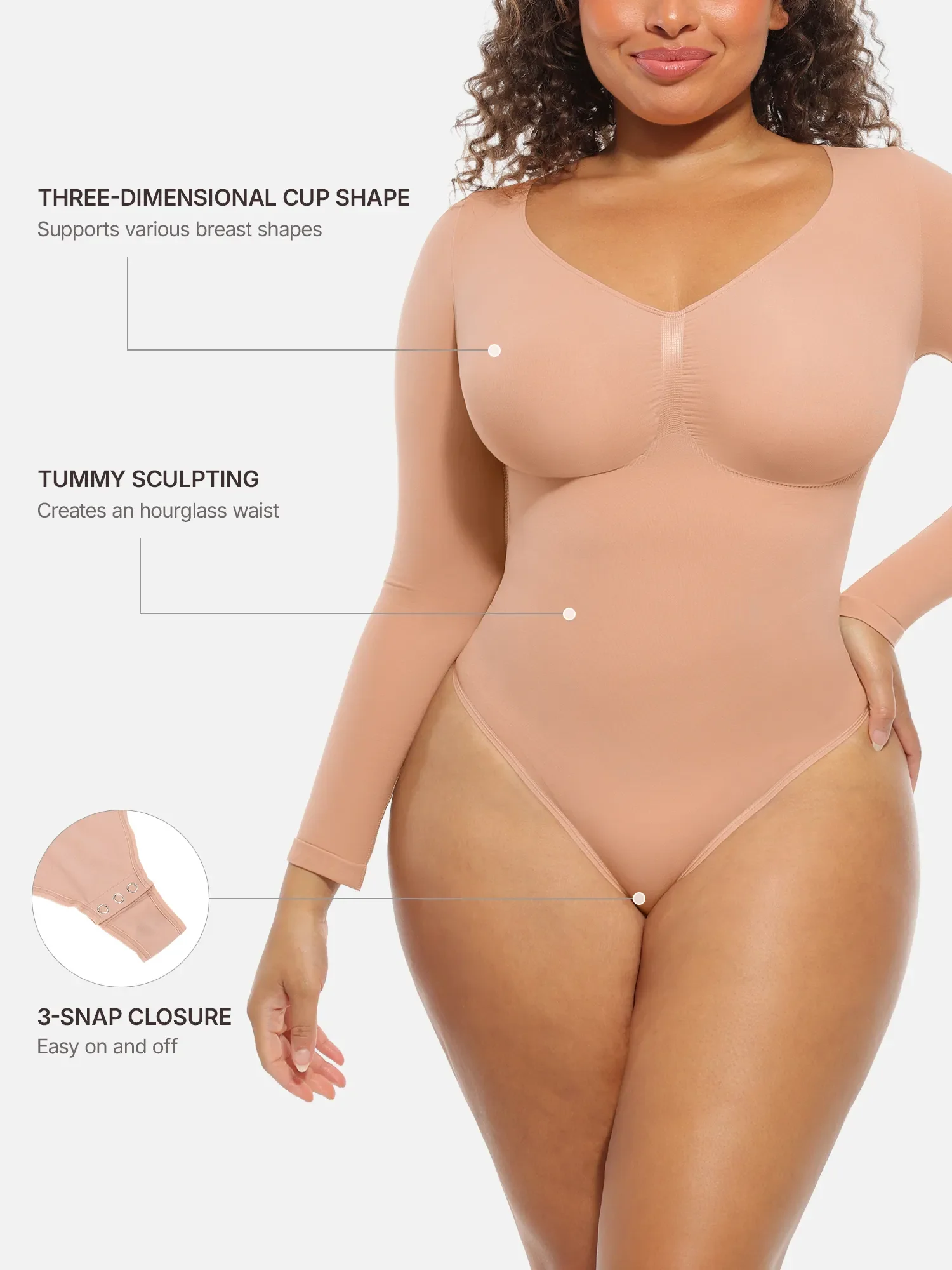 Feelingirl Seamless Supportive Long Sleeve Tummy Control Bodysuit [BOGO] - Image 44