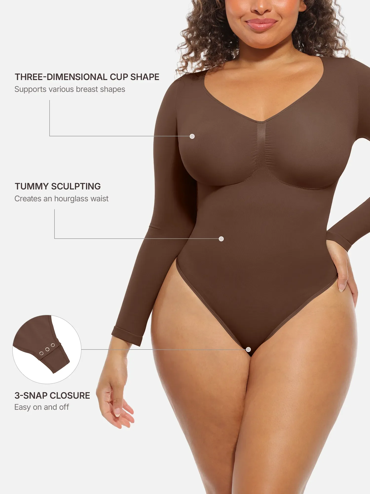Feelingirl Seamless Supportive Long Sleeve Tummy Control Bodysuit [BOGO] - Image 9