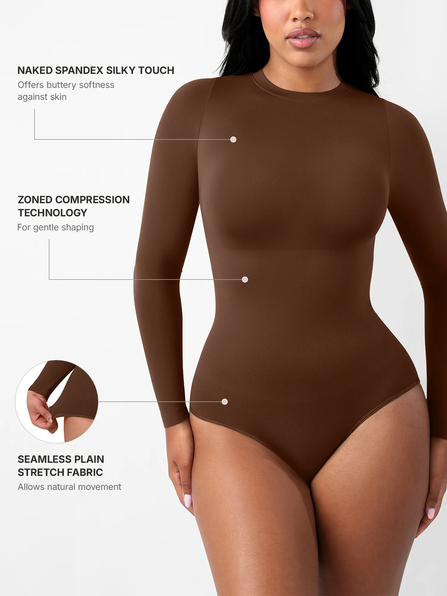 Feelingirl Seamless Ultra-Soft Crew Neck Bodysuit - Image 3