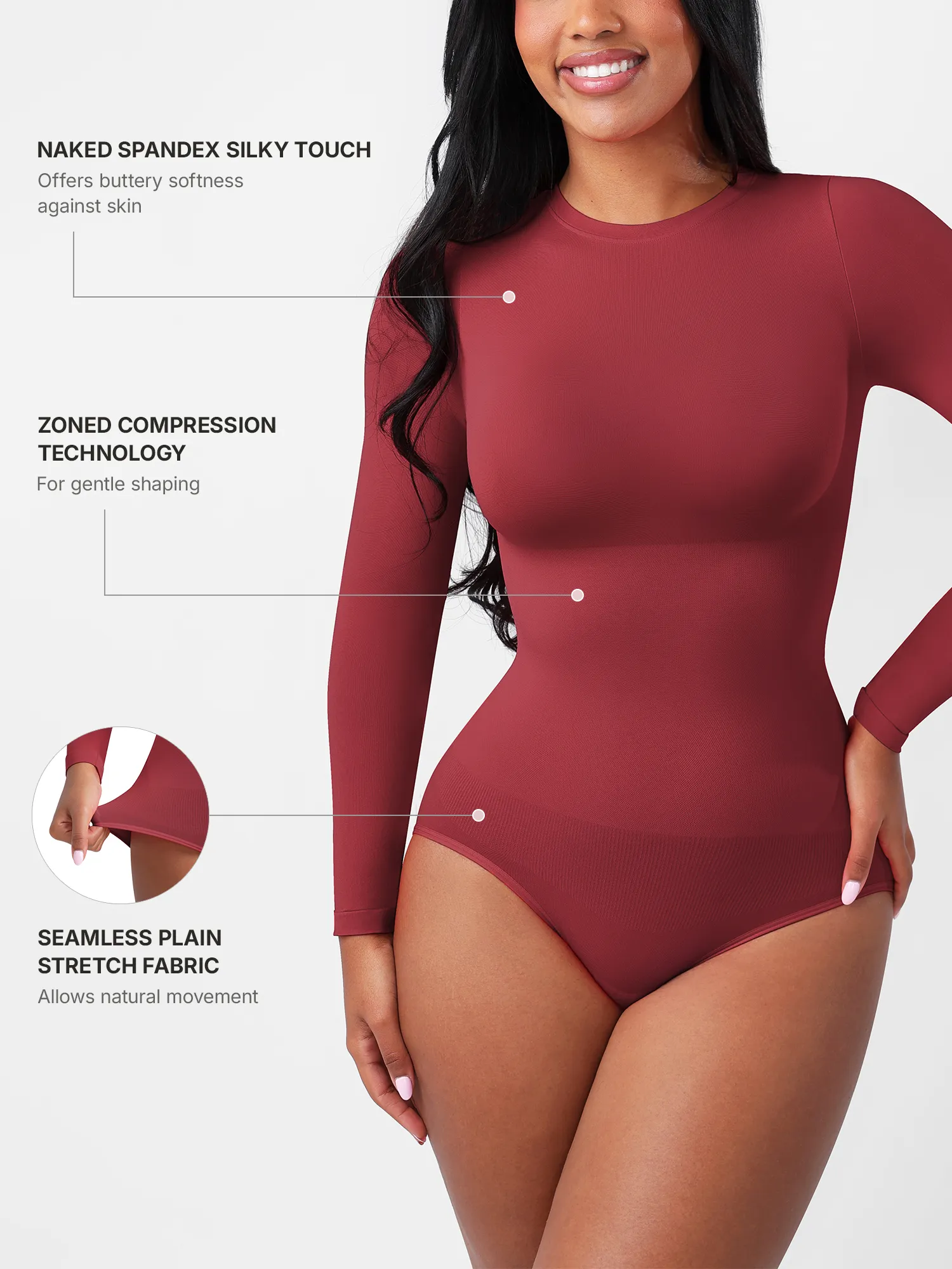 Feelingirl Seamless Ultra-Soft Crew Neck Bodysuit - Image 22