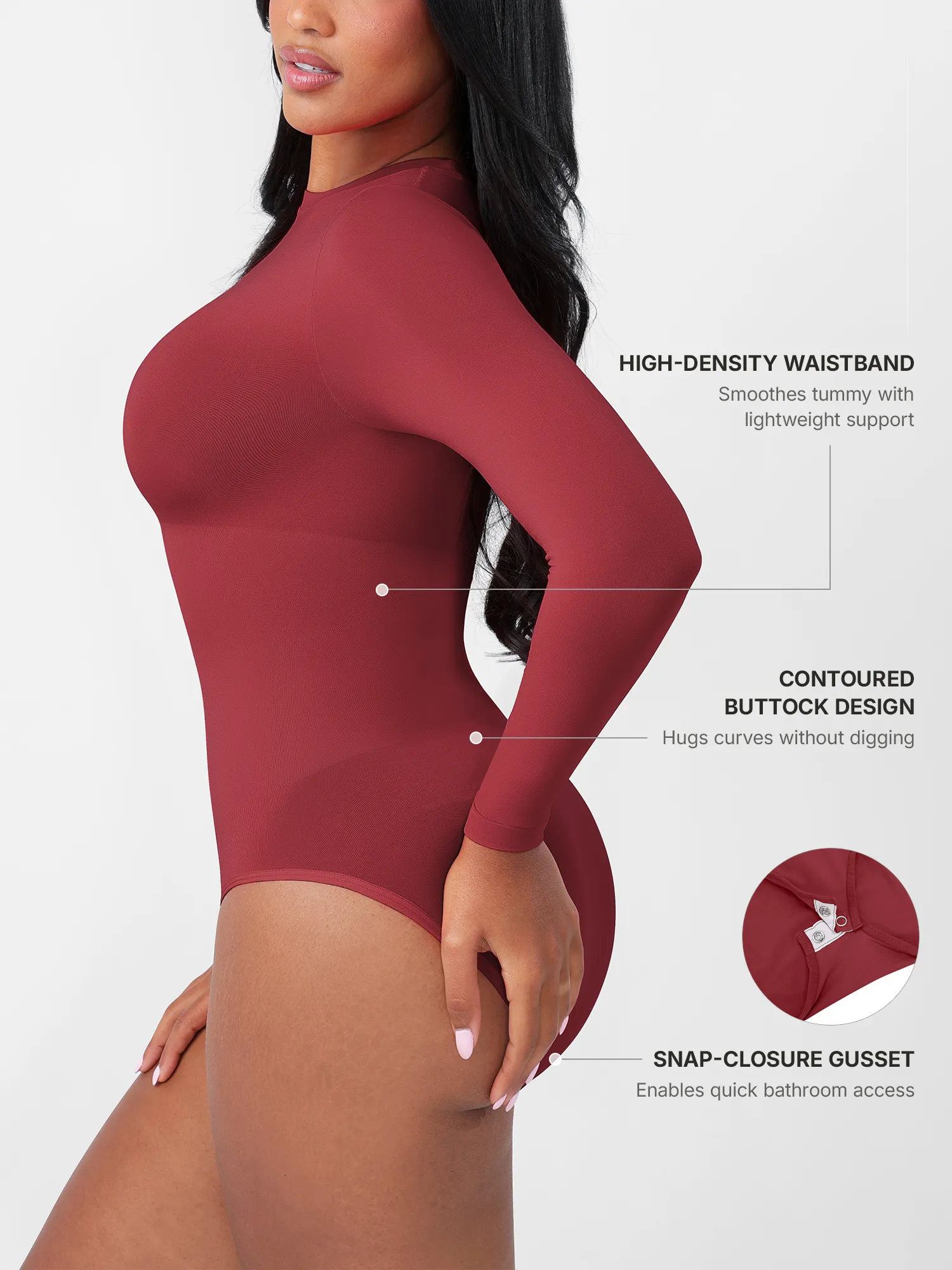 Feelingirl Seamless Ultra-Soft Crew Neck Bodysuit - Image 23