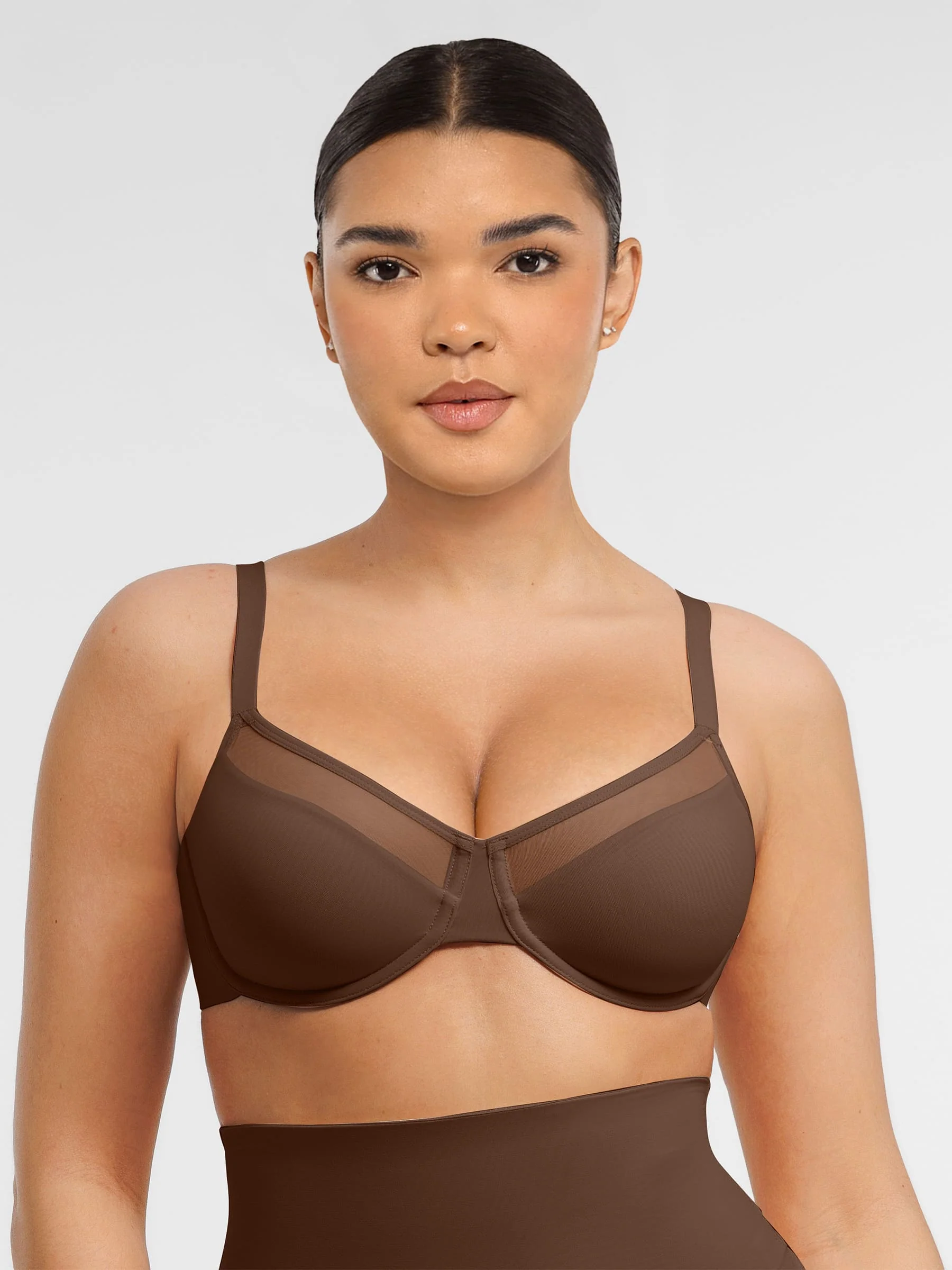 Feelingirl Sheer Mesh Full Coverage Unpadded Underwire Bra - Image 11