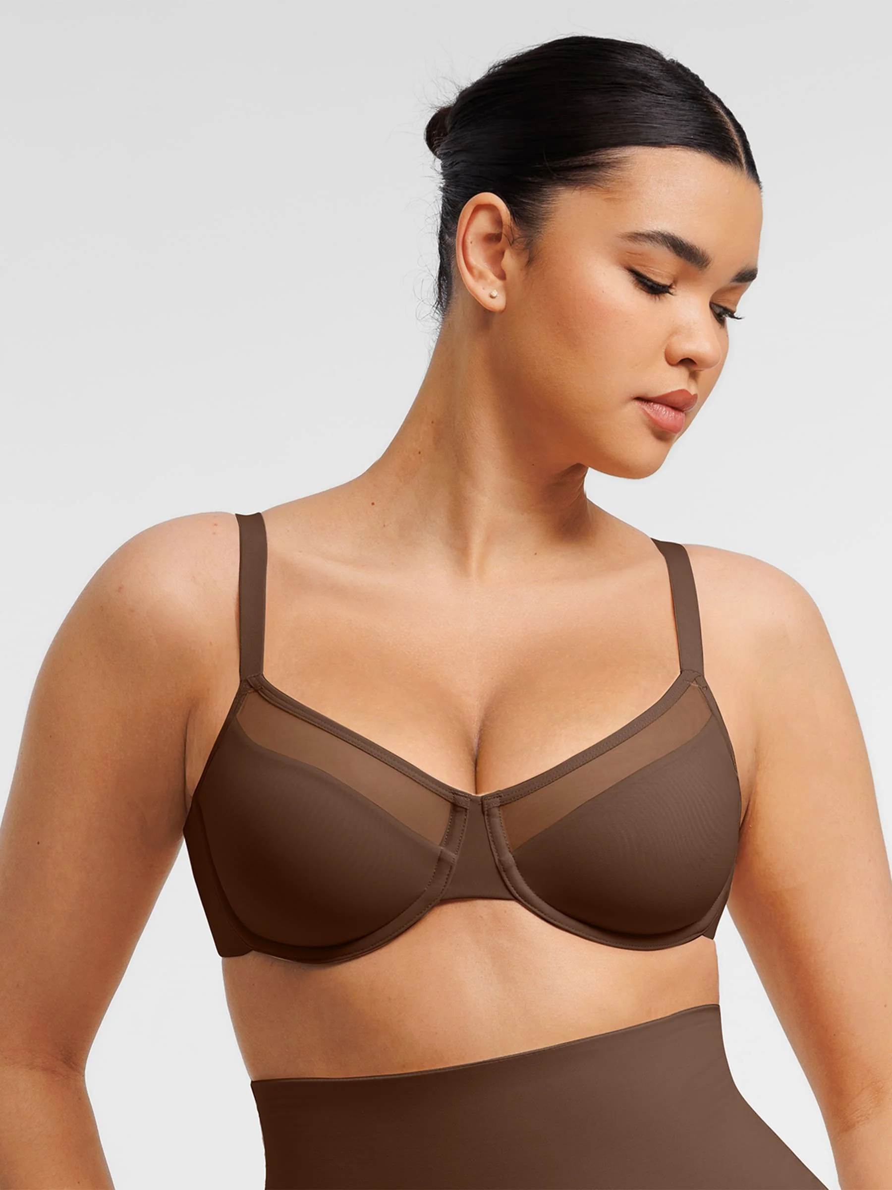 Feelingirl Sheer Mesh Full Coverage Unpadded Underwire Bra - Image 12