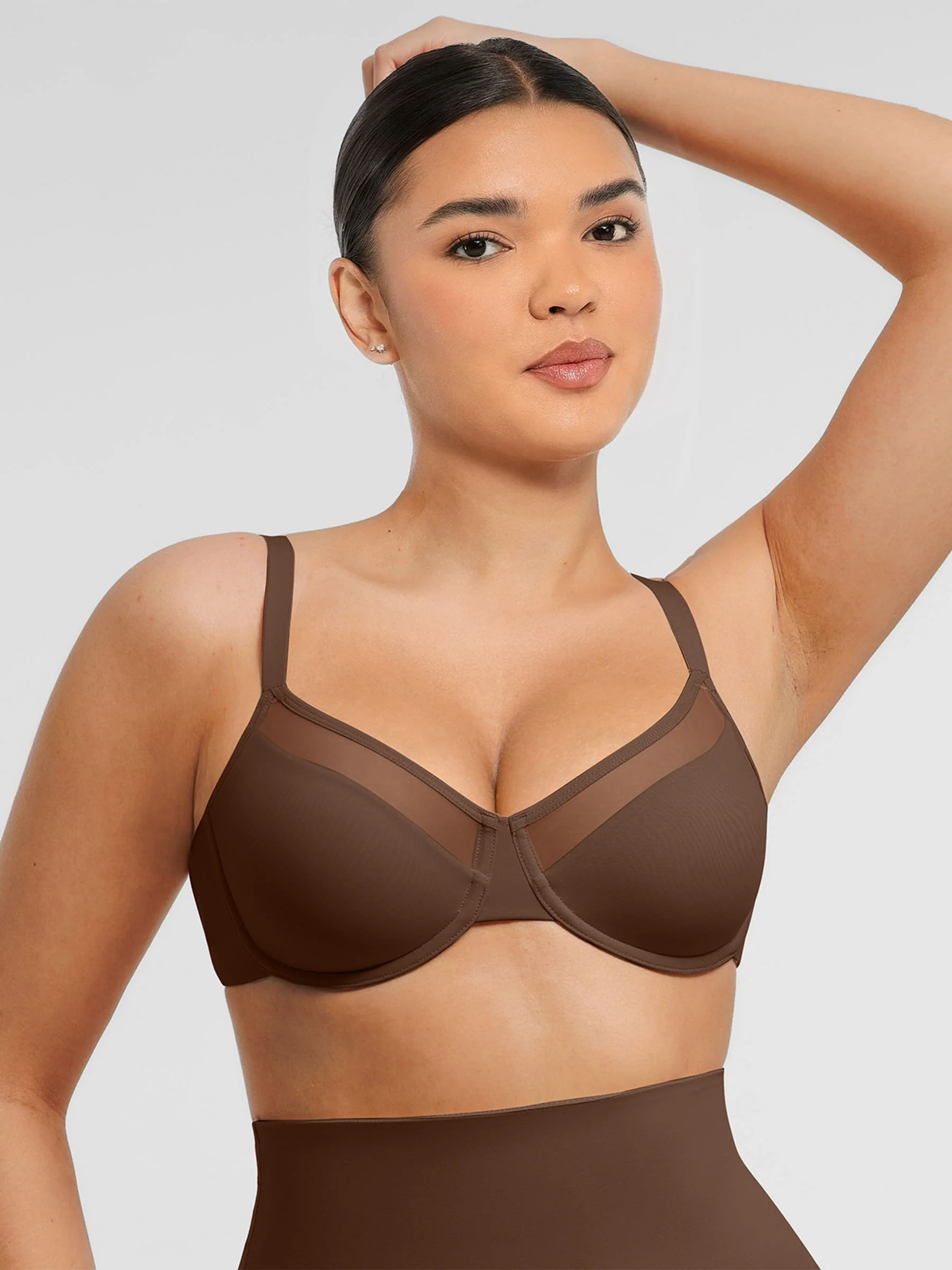 Feelingirl Sheer Mesh Full Coverage Unpadded Underwire Bra - Image 13
