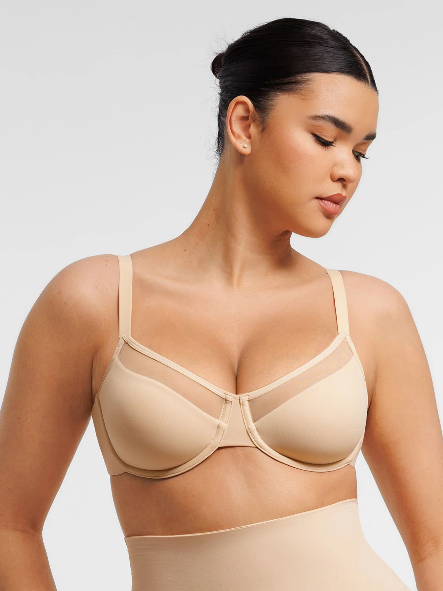Feelingirl Sheer Mesh Full Coverage Unpadded Underwire Bra - Image 3