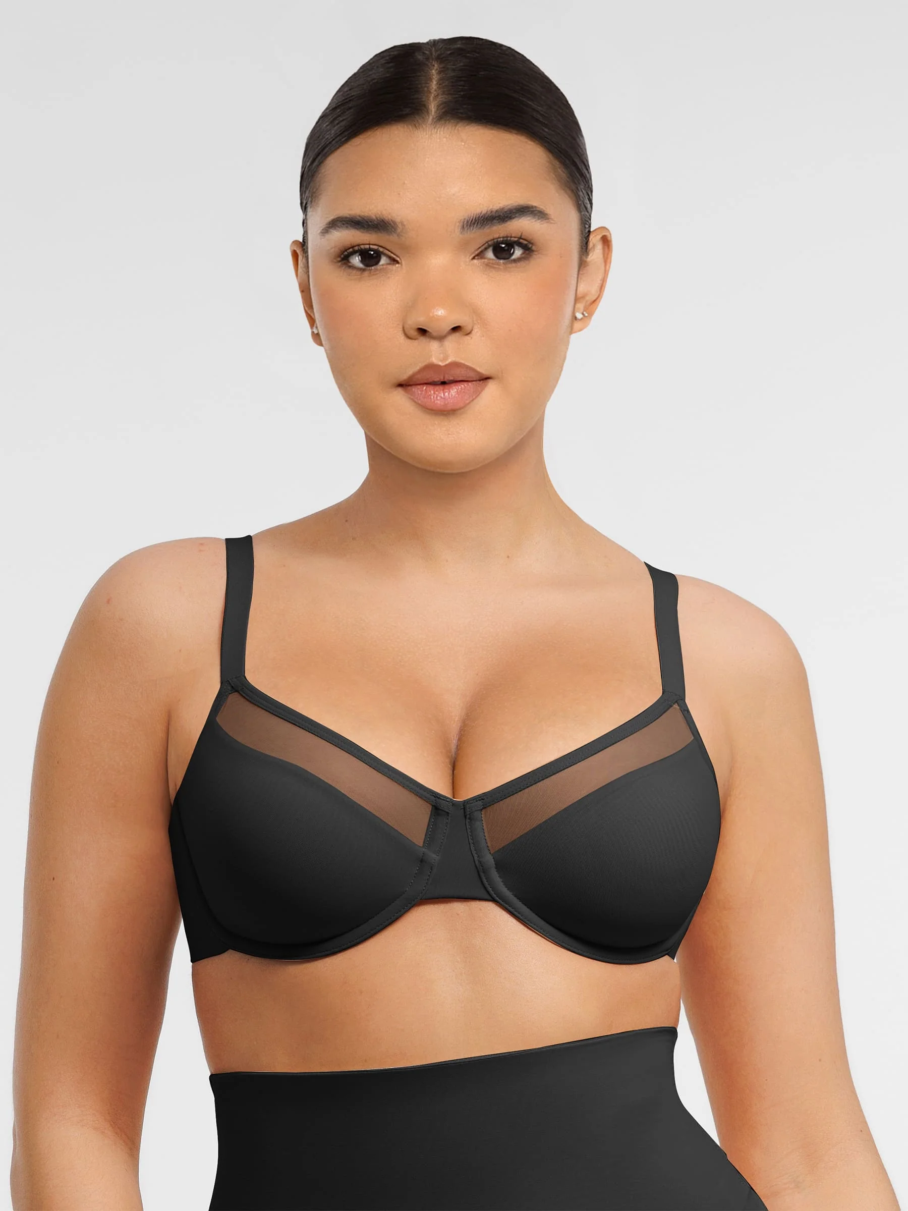 Feelingirl Sheer Mesh Full Coverage Unpadded Underwire Bra - Image 6