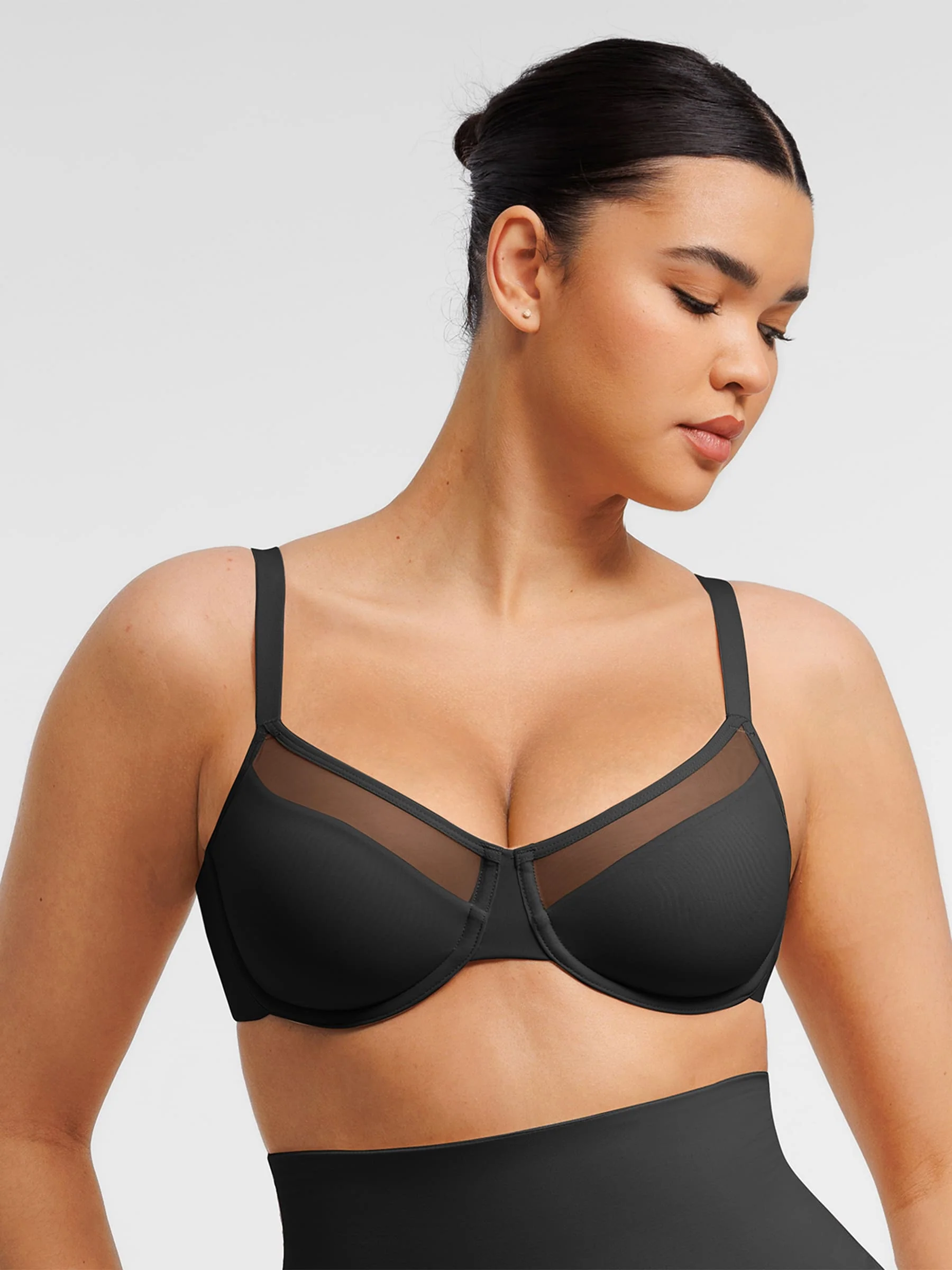 Feelingirl Sheer Mesh Full Coverage Unpadded Underwire Bra - Image 7