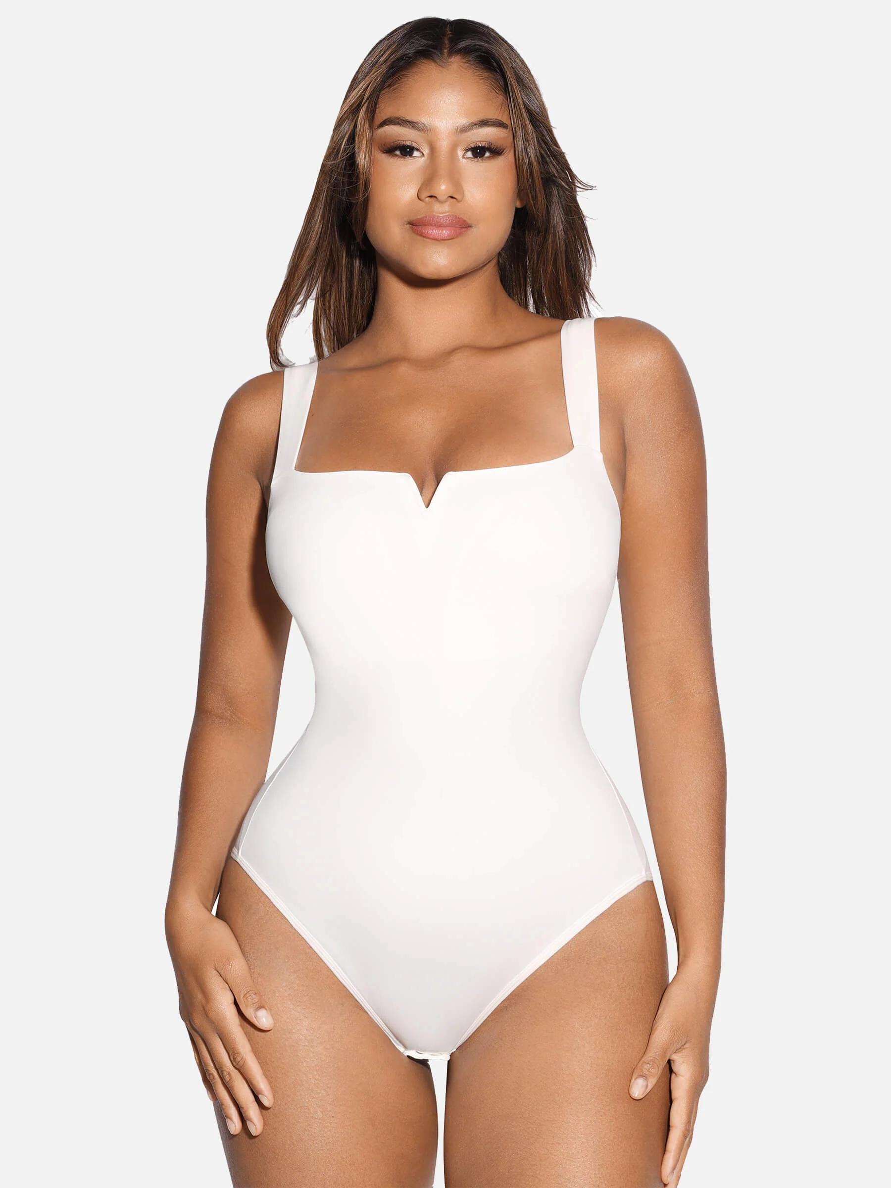 Feelingirl Square Collar Elastic Outerwear Shape Bodysuit - Image 15
