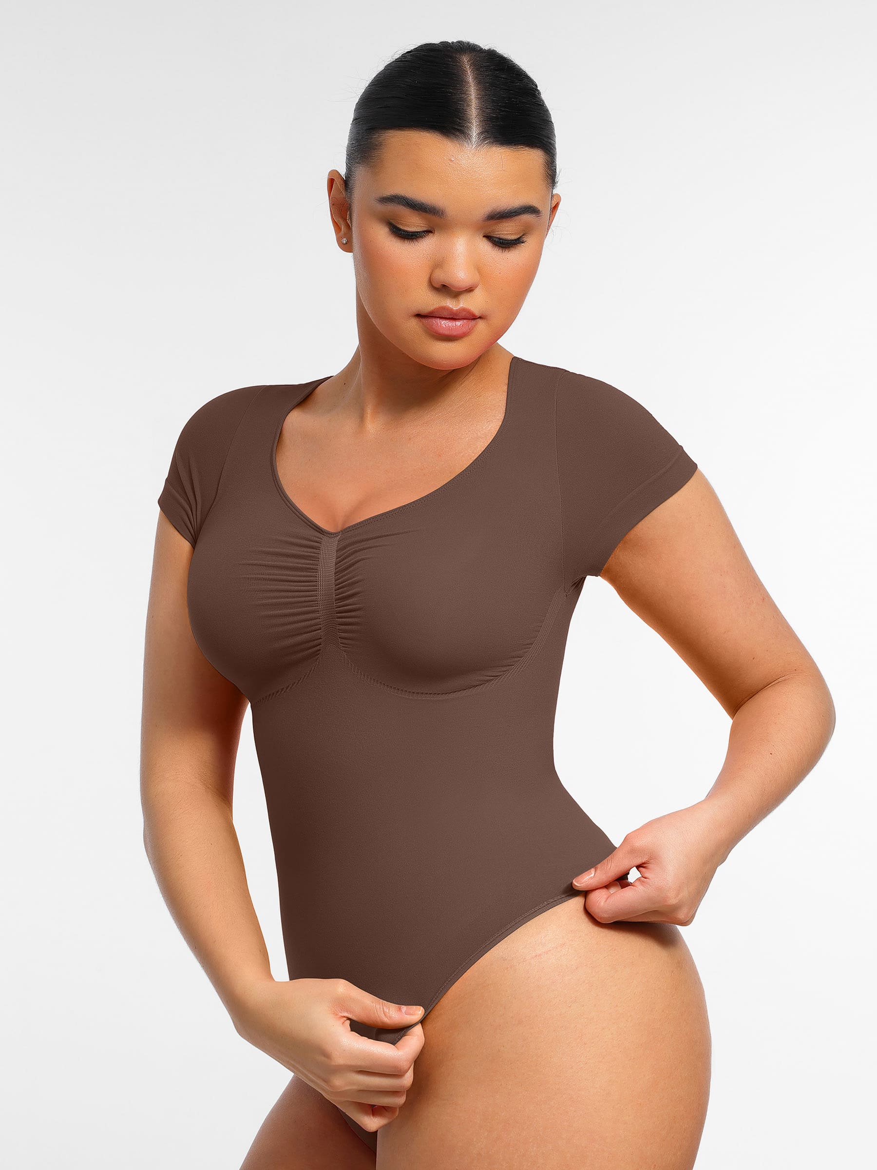 Feelingirl Tummy Control Seamless Short-Sleeve Bodysuit - Image 32