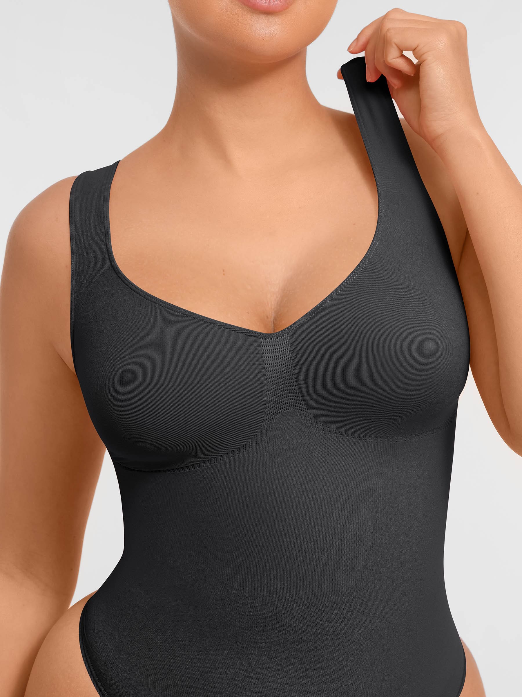 Feelingirl Tummy Control Seamless Wide Strap Bodysuit - Image 12