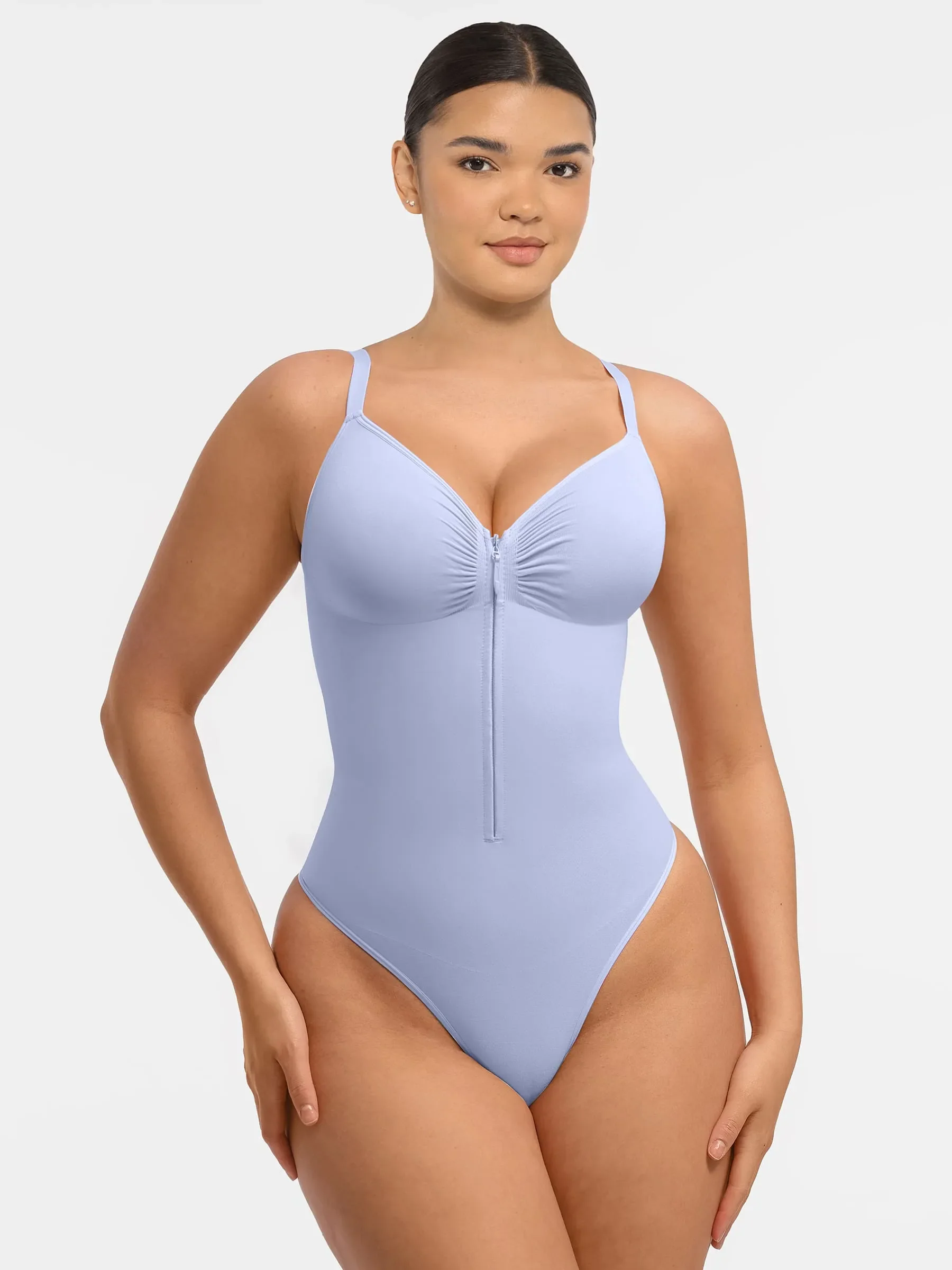 Feelingirl Tummy Control Seamless Zipper Shaping Bodysuit - Image 57