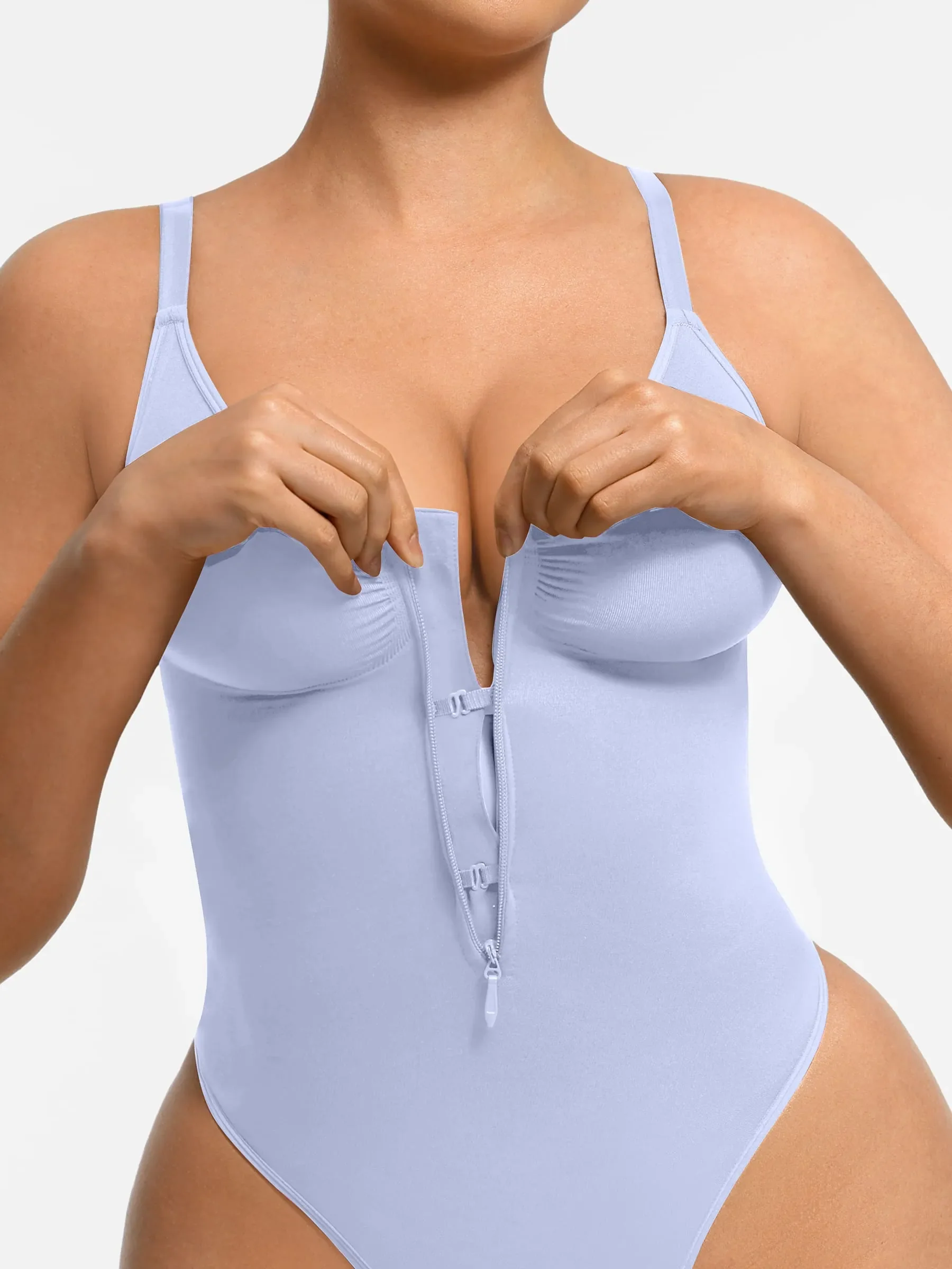 Feelingirl Tummy Control Seamless Zipper Shaping Bodysuit - Image 63