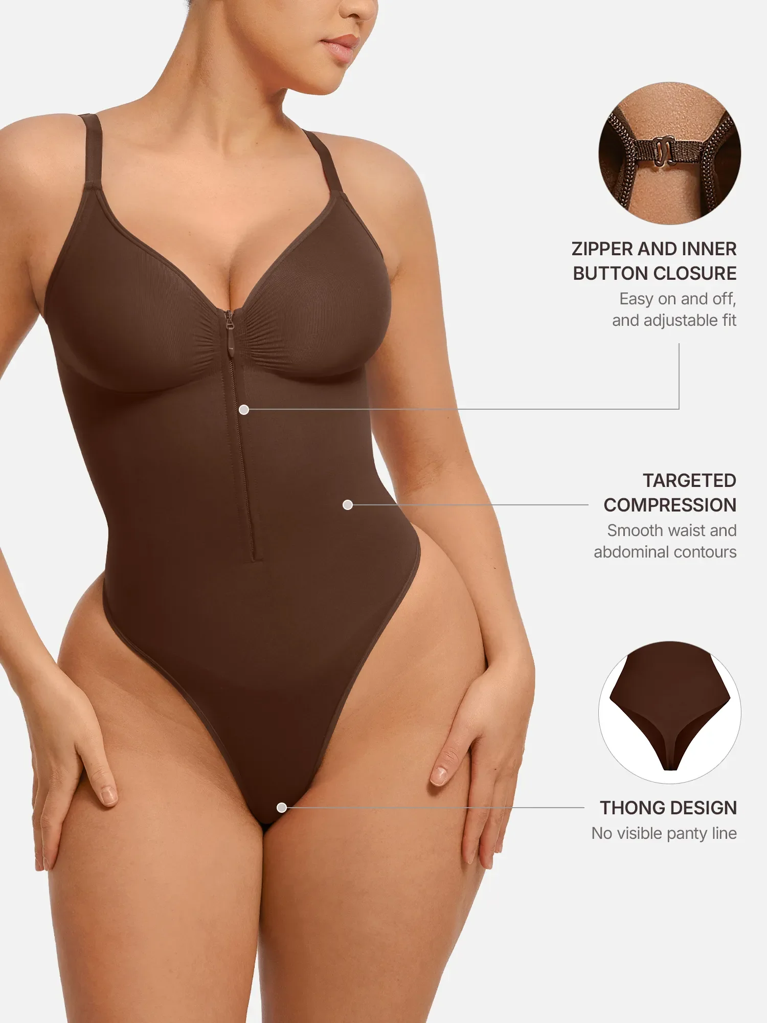 Feelingirl Tummy Control Seamless Zipper Shaping Bodysuit [BOGO] - Image 15