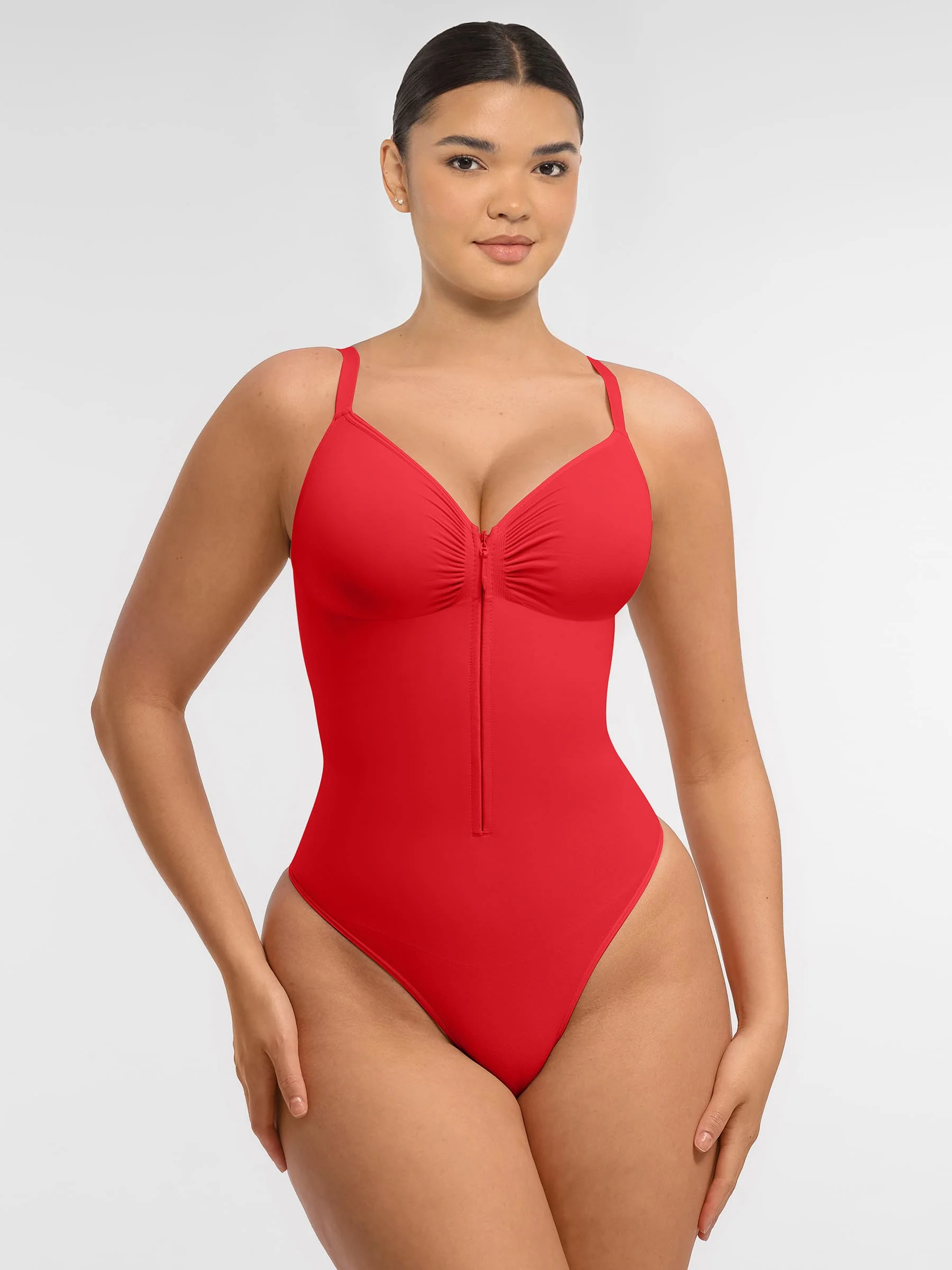 Feelingirl Tummy Control Seamless Zipper Shaping Bodysuit - Image 35