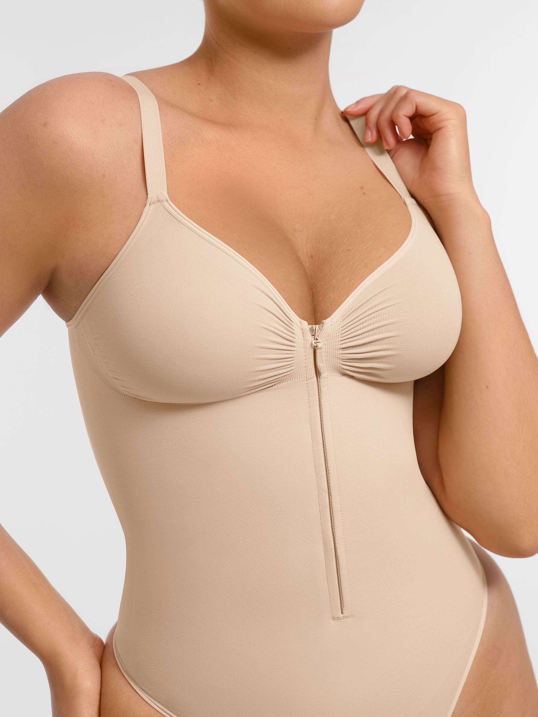 Feelingirl Tummy Control Seamless Zipper Shaping Bodysuit - Image 16