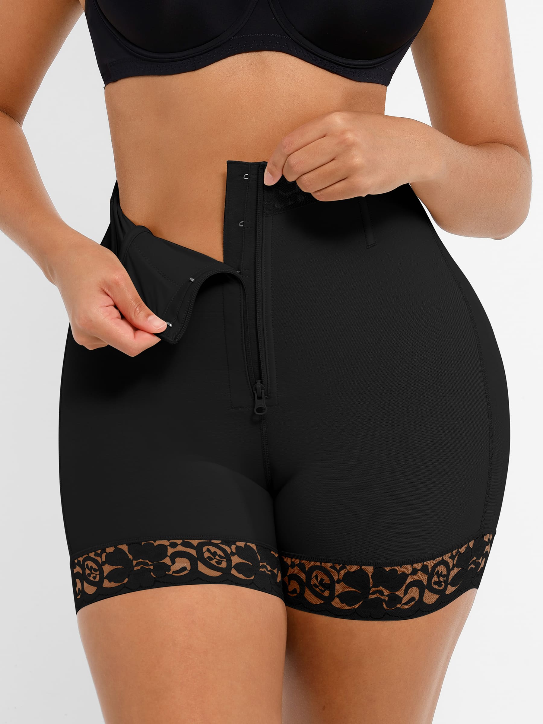 Feelingirl Tummy Control Shaping Shorts Butt Lifter with Clasps and Zipper - Image 36