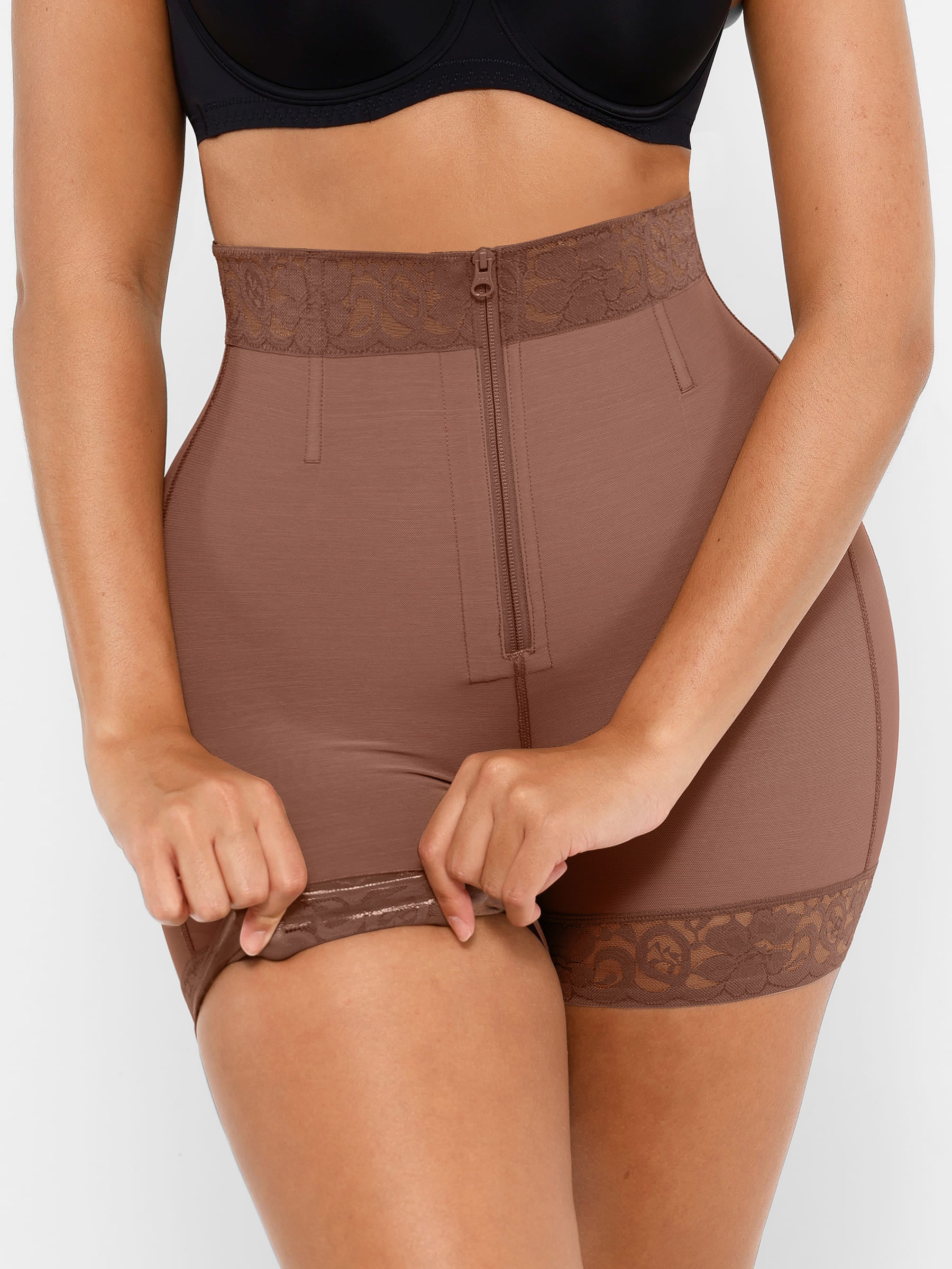 Feelingirl Tummy Control Shaping Shorts Butt Lifter with Clasps and Zipper - Image 45