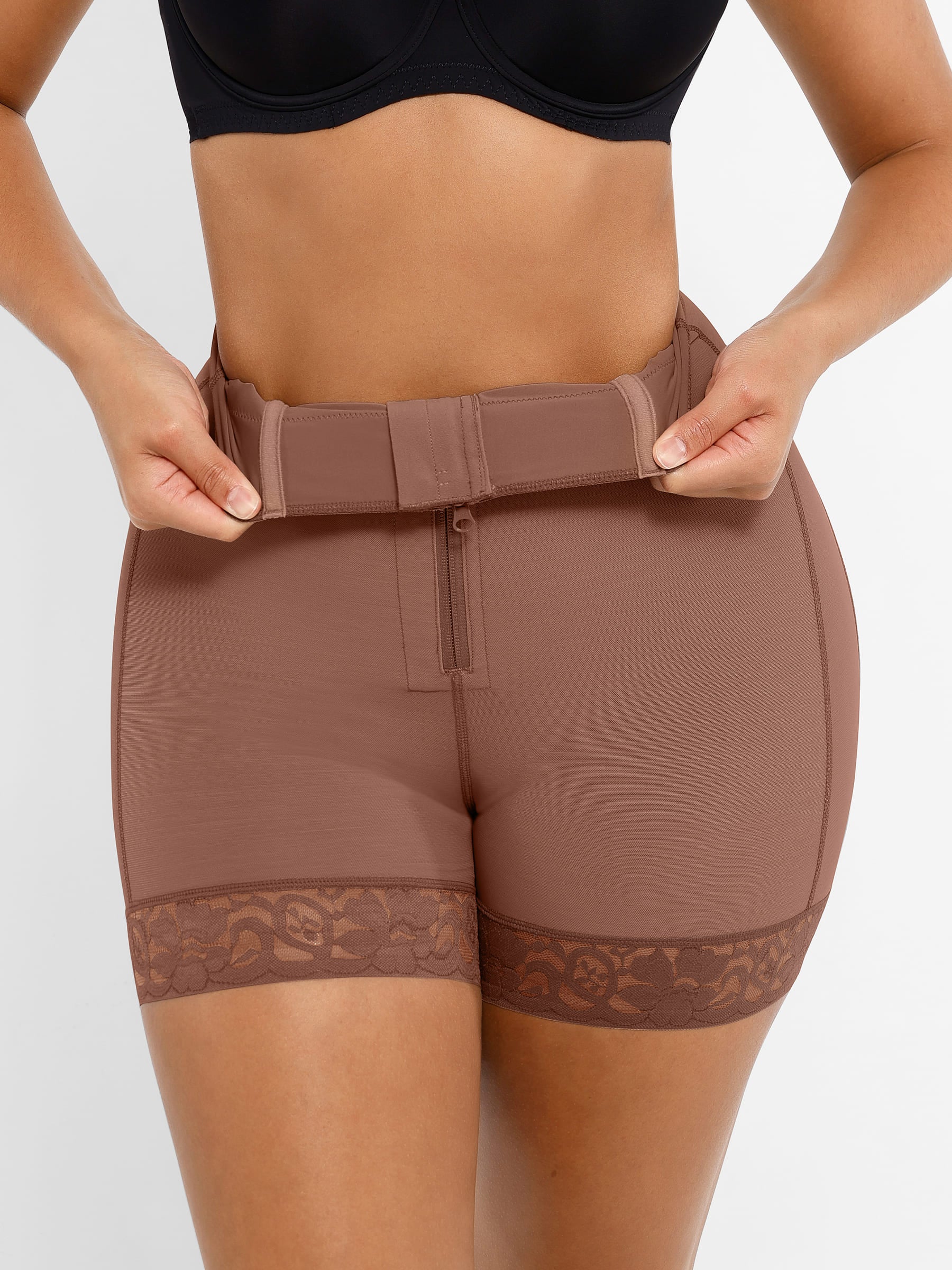 Feelingirl Tummy Control Shaping Shorts Butt Lifter with Clasps and Zipper - Image 47