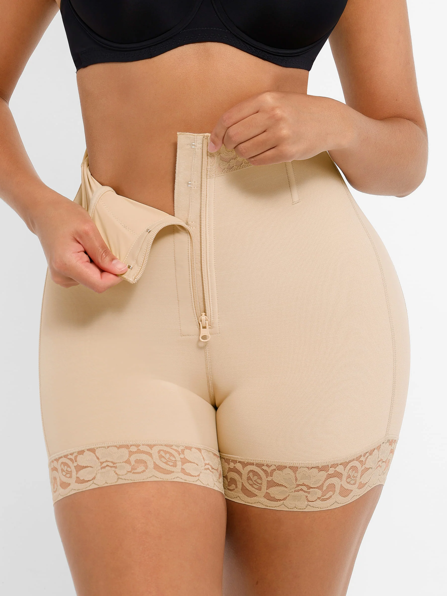 Feelingirl Tummy Control Shaping Shorts Butt Lifter with Clasps and Zipper - Image 6