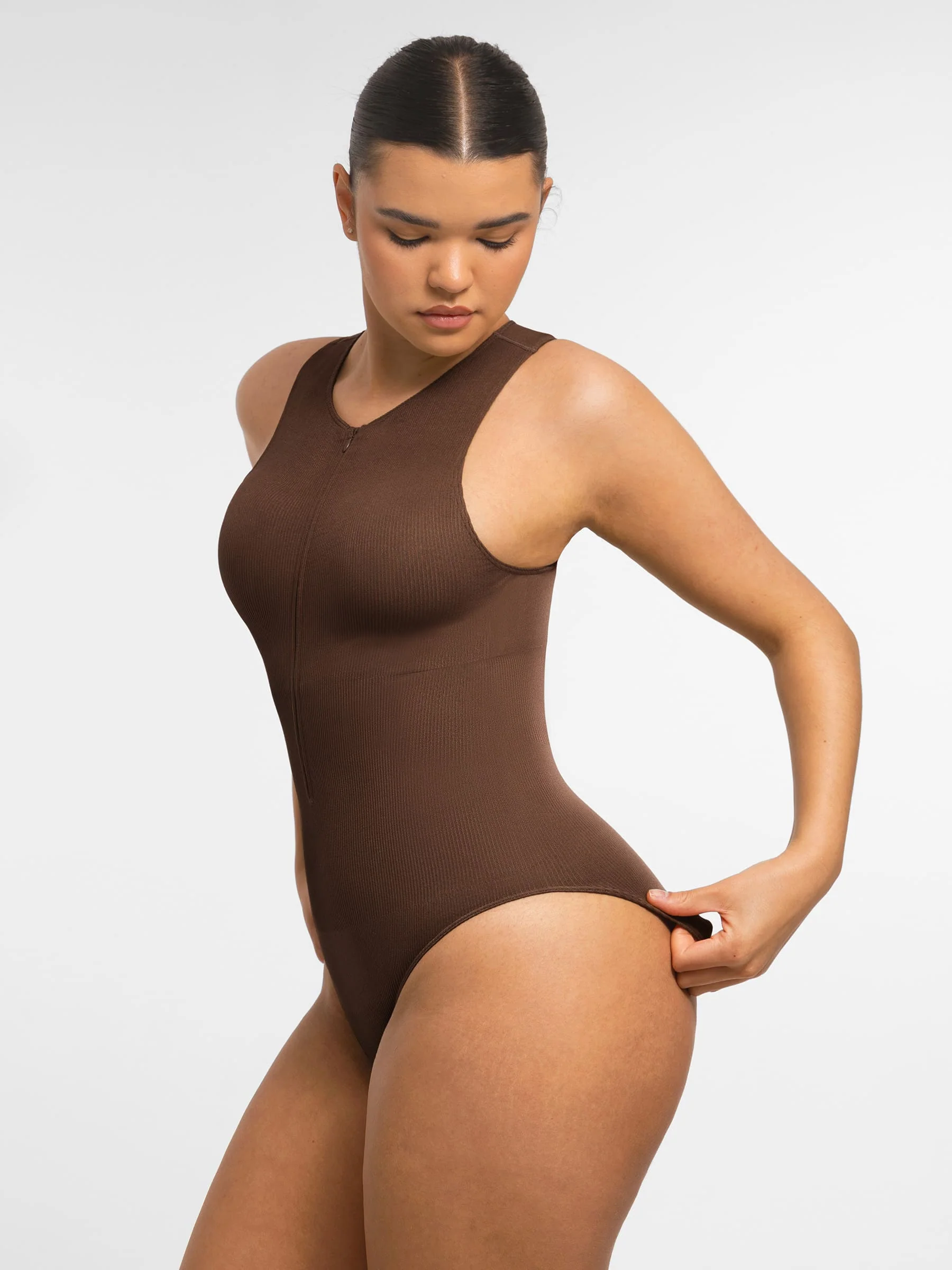 Feelingirl Seamless Tummy Control Invisible Zipper Shaping Bodysuit - Image 4