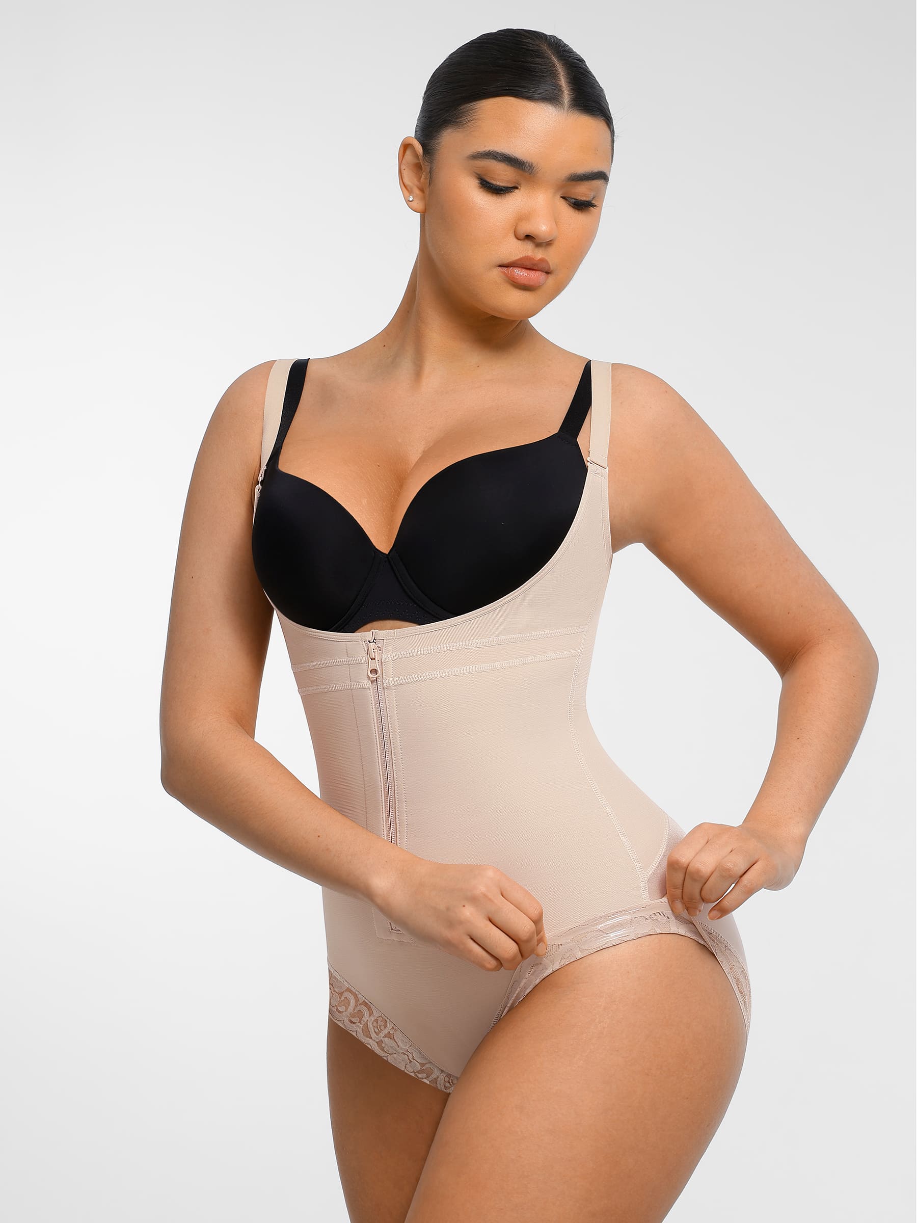 Feelingirl U-Plunge Front Adjustable Zipper Shapewear - Image 4