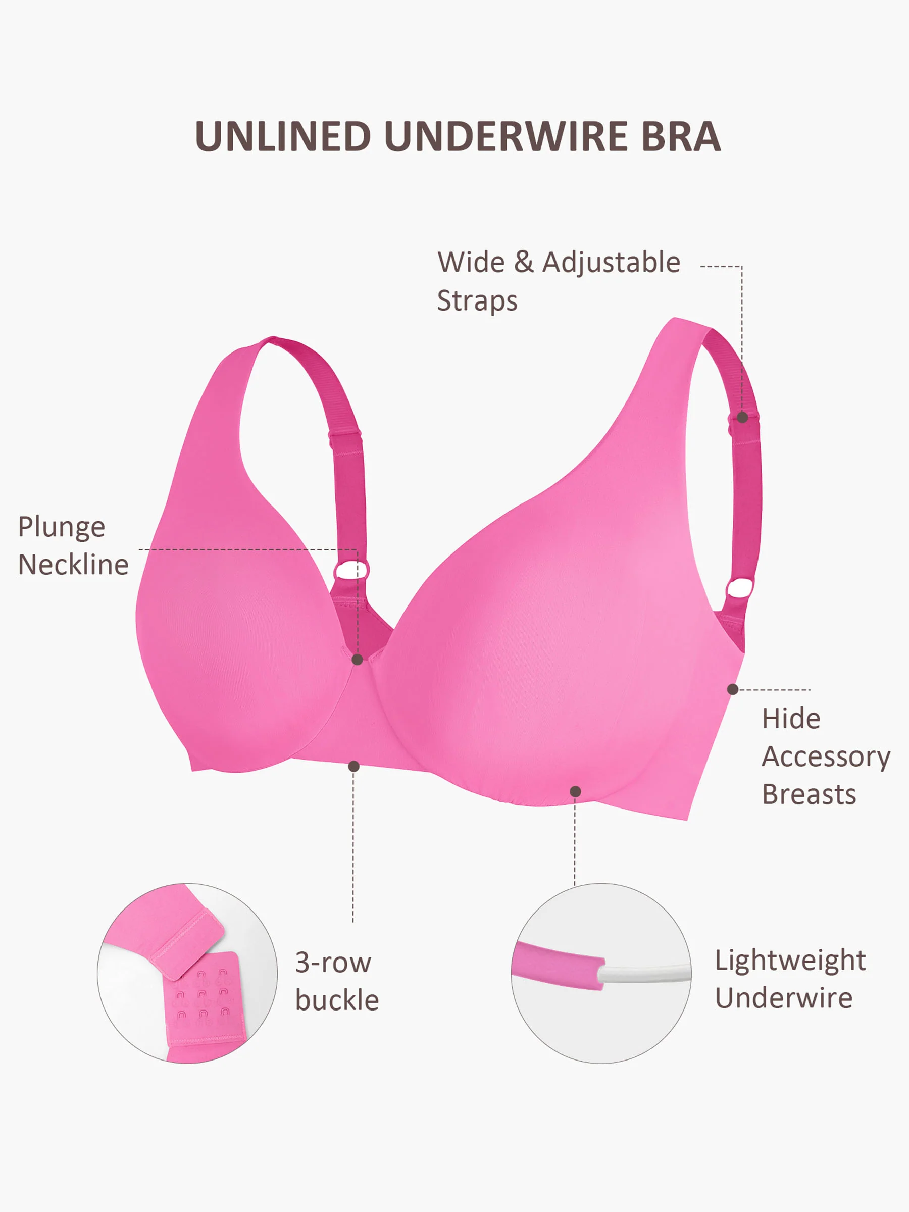 Feelingirl Underwire Adjustable Deep V-neck Bra - Image 11