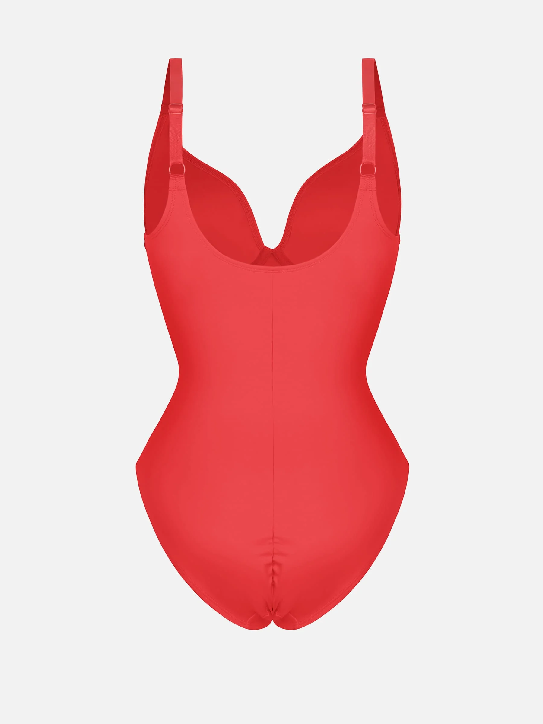 Feelingirl V Neck Adjustable Straps Tummy Control Bodysuit - Image 29