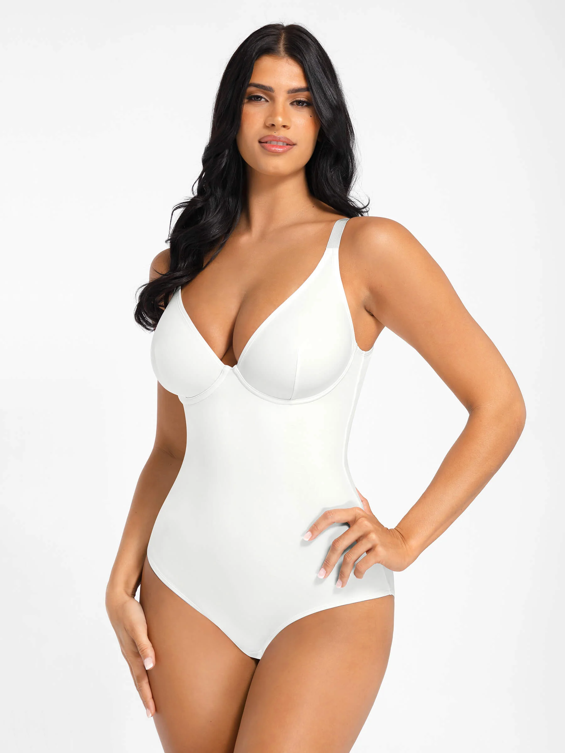Feelingirl V Neck Tummy Control Shaping Bodysuit - Image 96