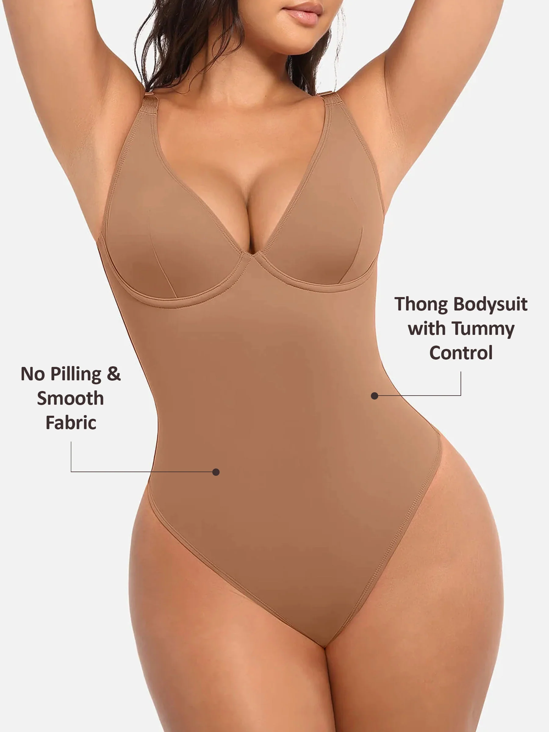 Feelingirl V Neck Tummy Control Bodysuit - Image 20