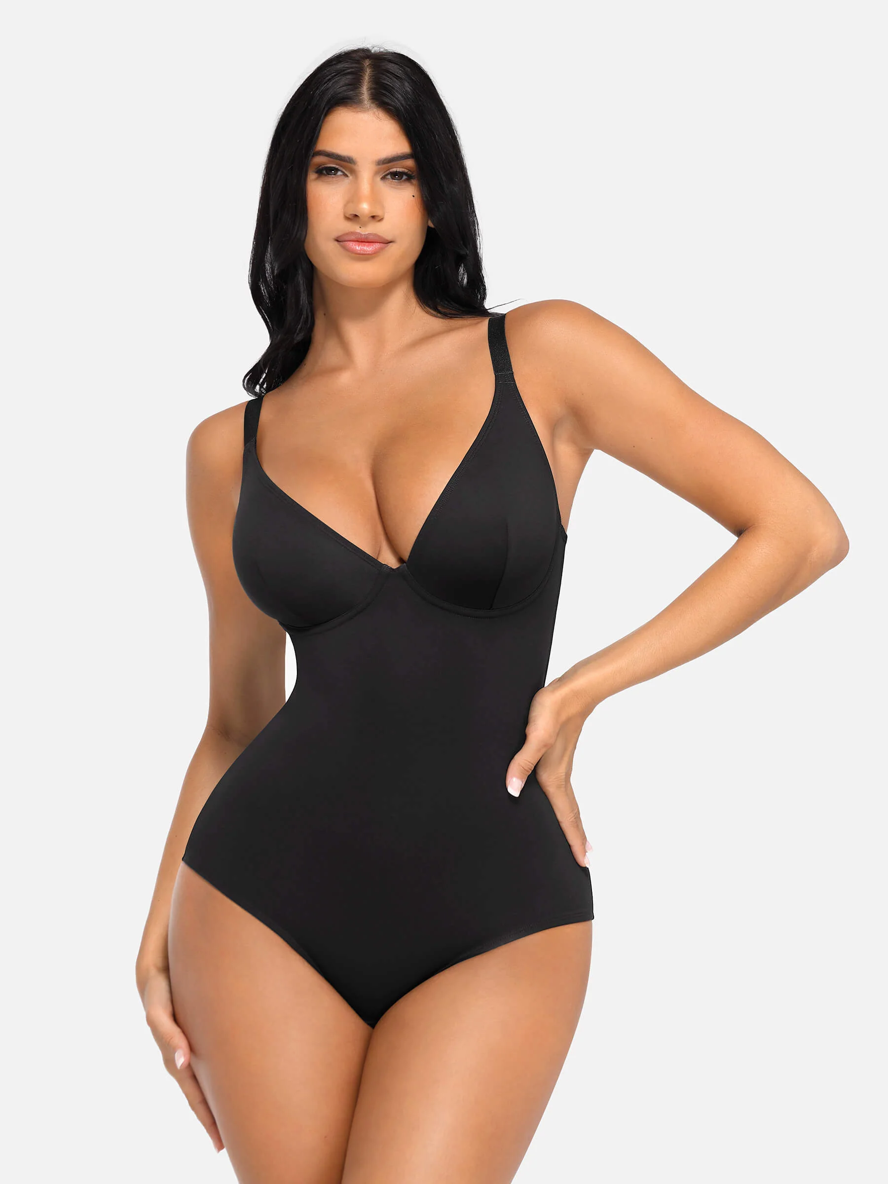 Feelingirl V Neck Tummy Control Shaping Bodysuit - Image 82
