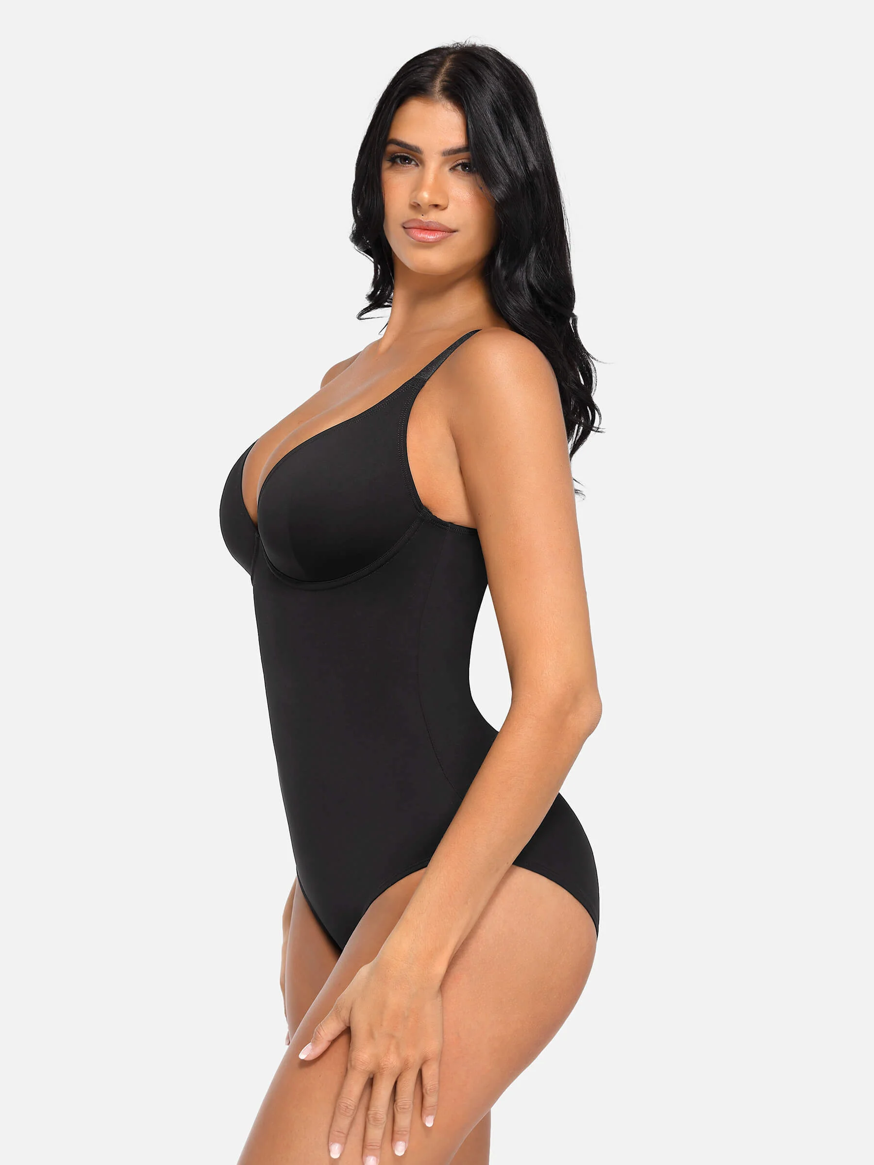 Feelingirl V Neck Tummy Control Shaping Bodysuit - Image 84