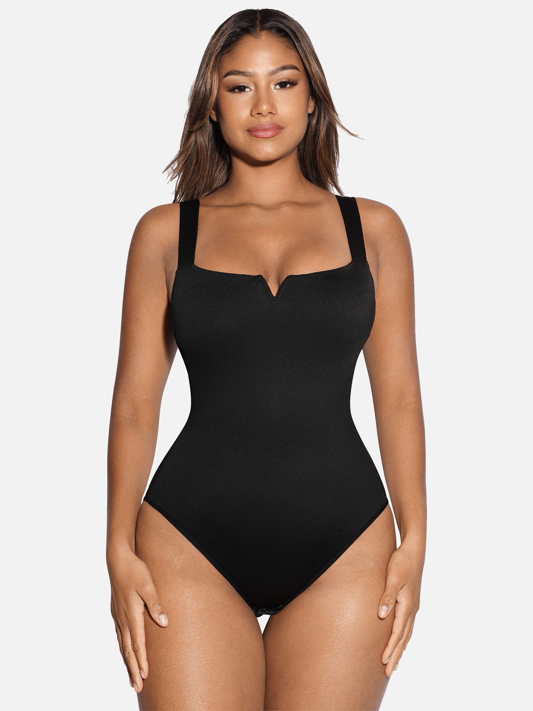 Feelingirl V Neck Tummy Control Thong Shapewear - Image 30