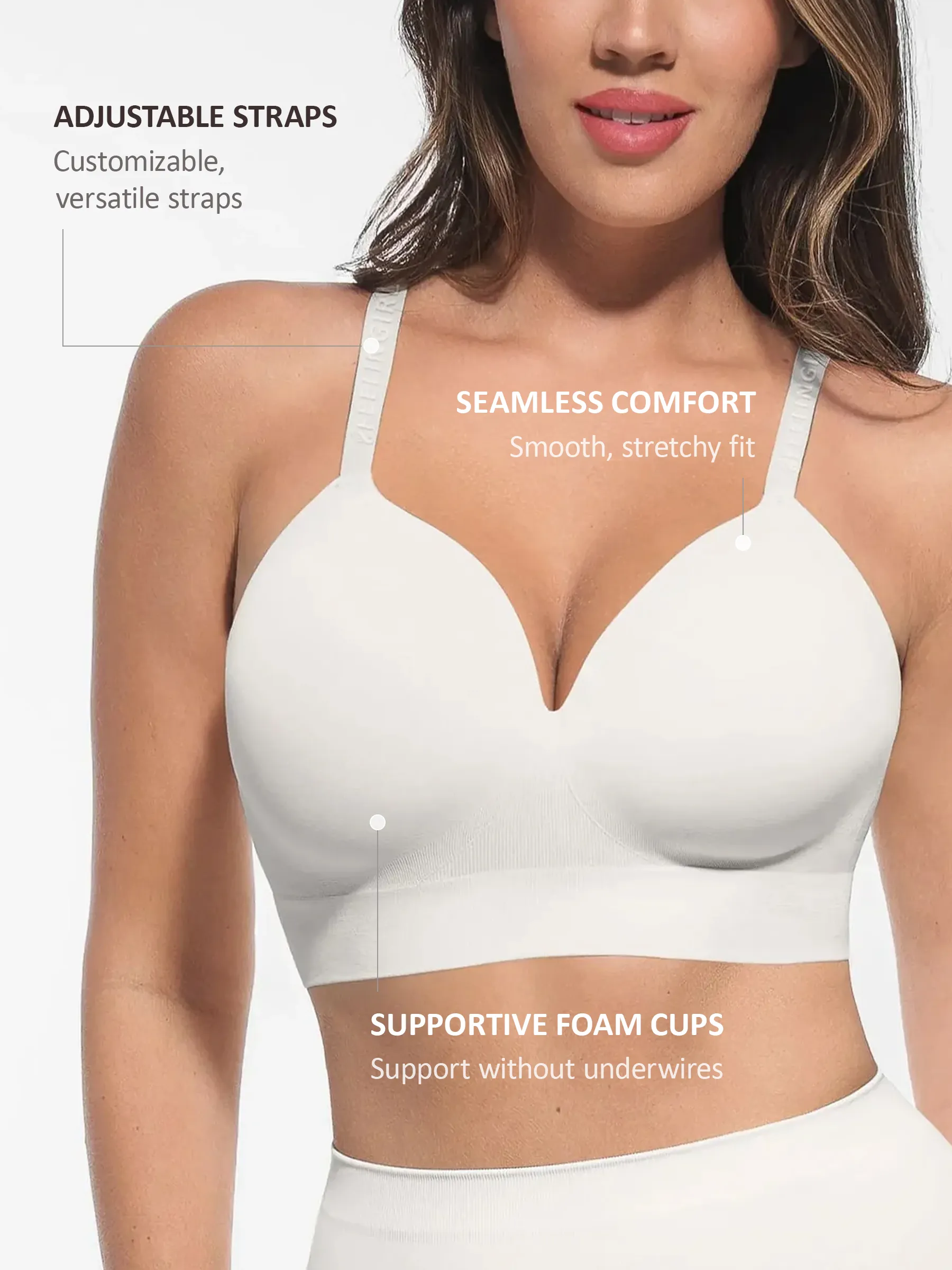 Feelingirl Wireless Adjustable Push-Up Full Coverage Bra - Image 9