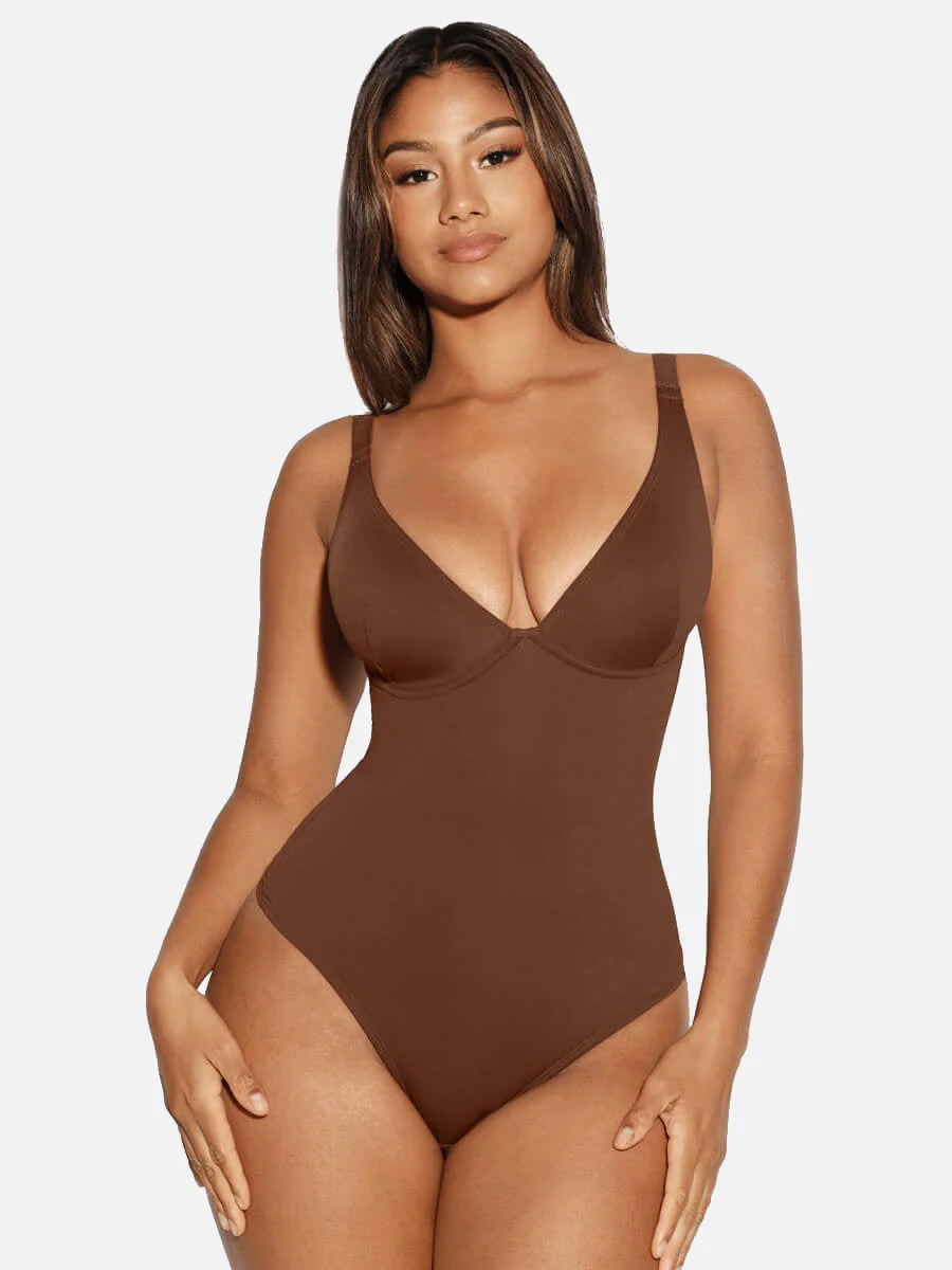 Feelingirl V Neck Tummy Control Shaping Bodysuit - Image 11