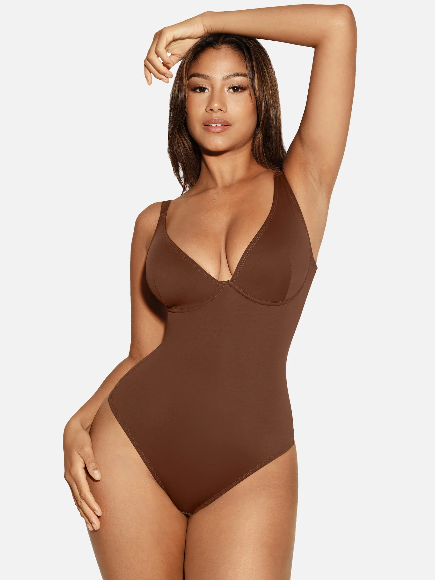 Feelingirl V Neck Tummy Control Shaping Bodysuit - Image 15