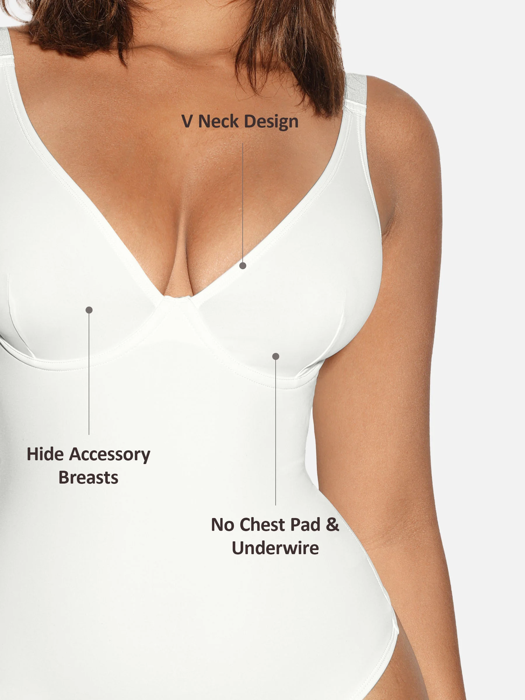 Feelingirl V Neck Tummy Control Shaping Bodysuit - Image 20