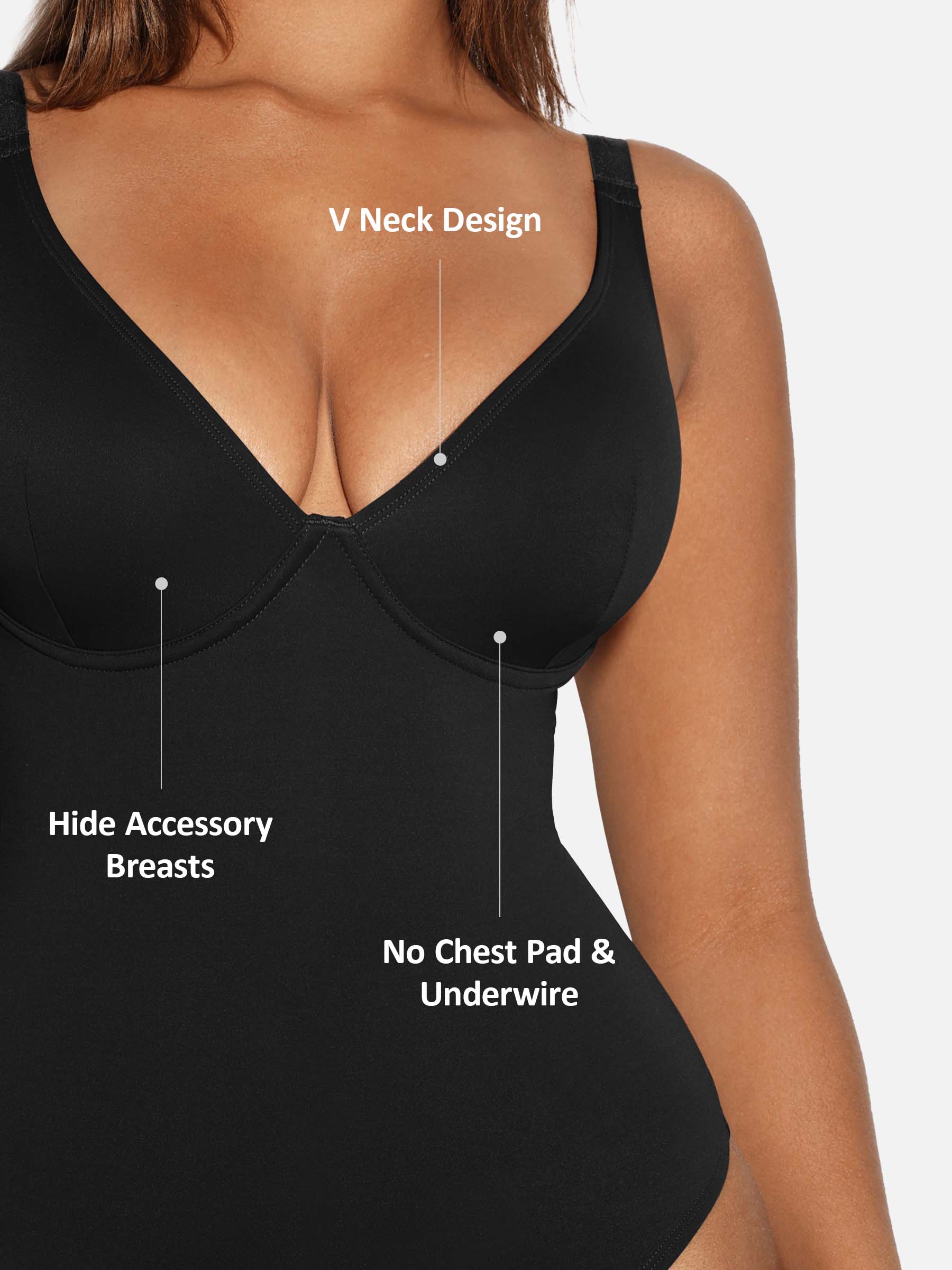 Feelingirl V Neck Tummy Control Shaping Bodysuit - Image 3