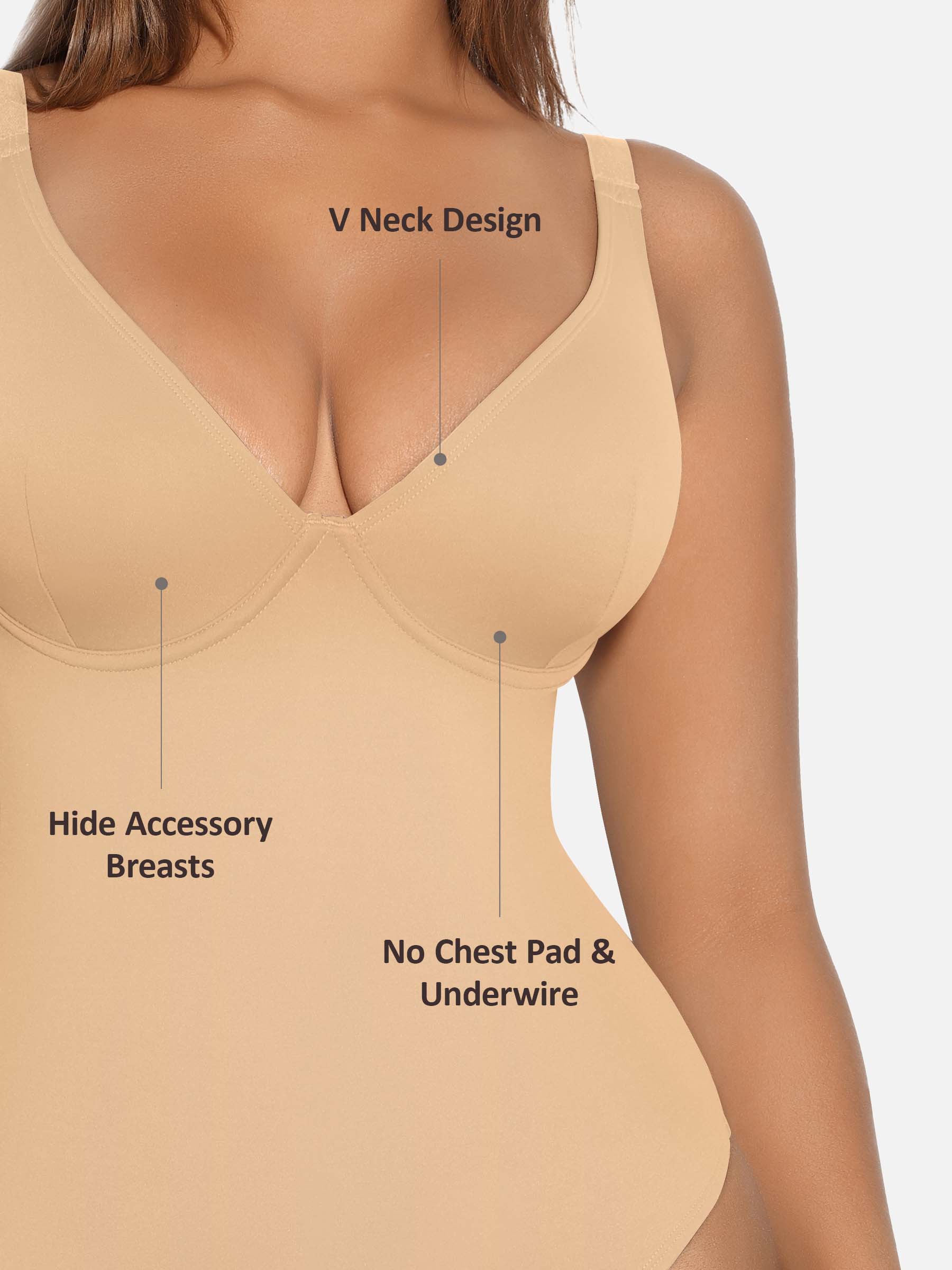 Feelingirl V Neck Tummy Control Shaping Bodysuit - Image 62