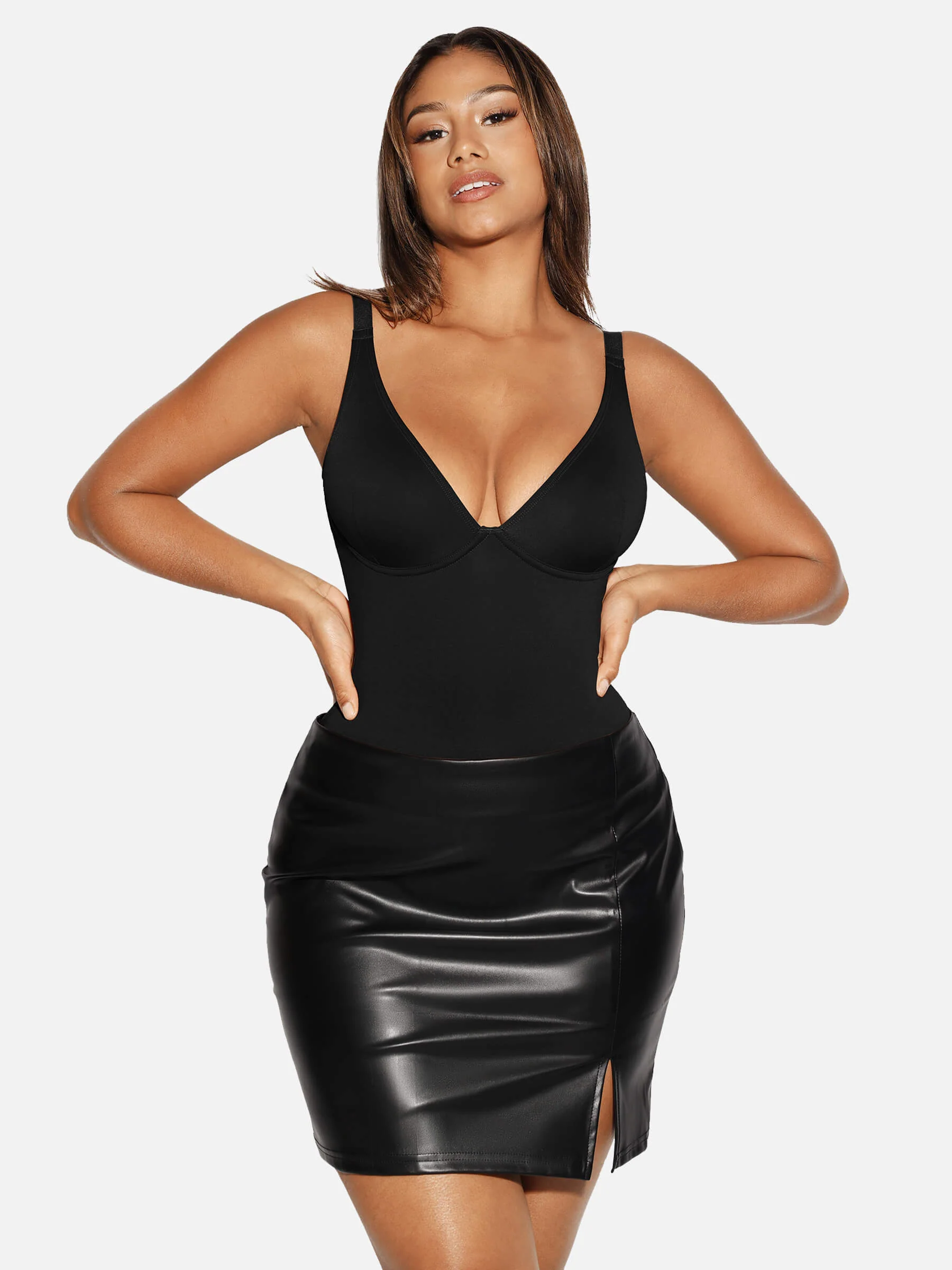 Feelingirl V Neck Tummy Control Shaping Bodysuit - Image 8