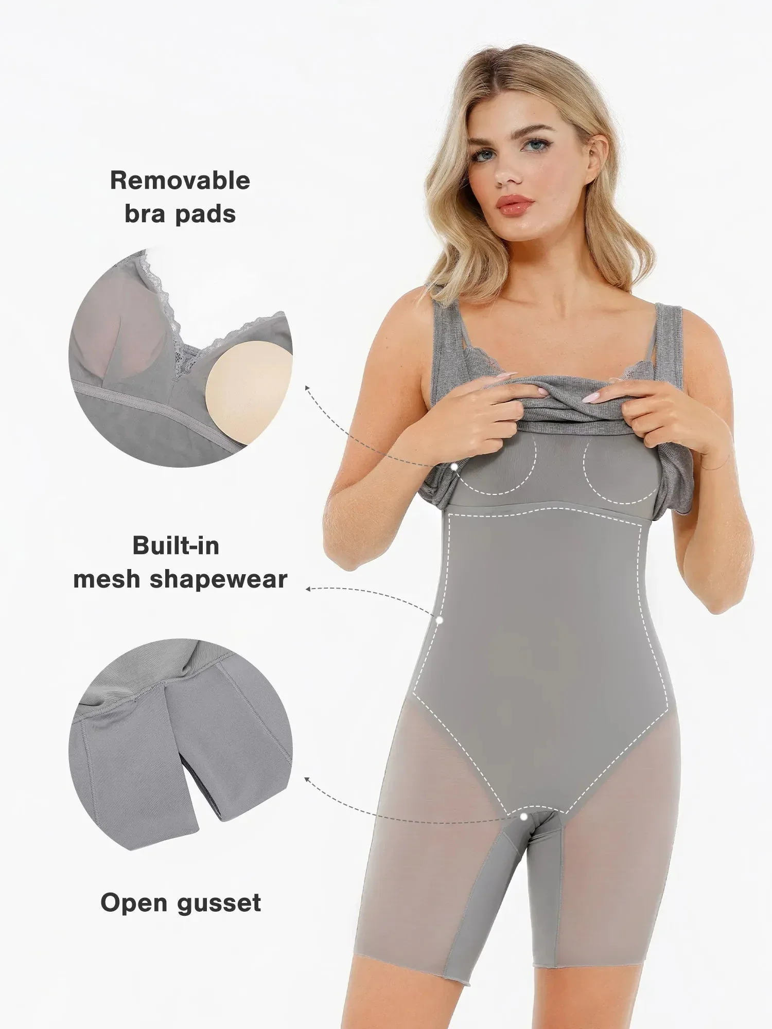 Popilush Shapewear Modal Sculpting Inner Lace Cami Mini Dress - Image 9