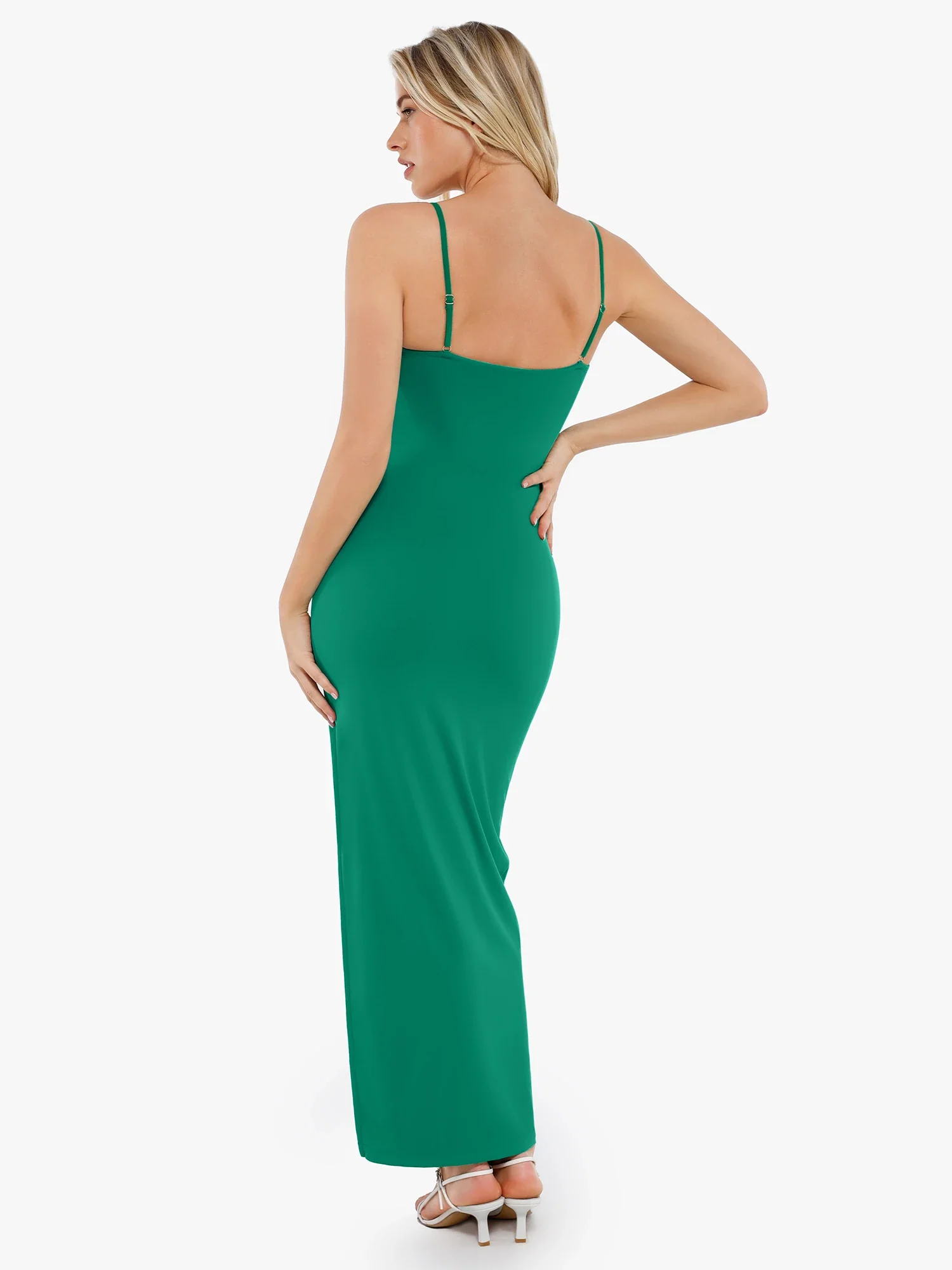 Popilush Shapewear Ruched Bias Twist Tummy Control Maxi Dress - Image 11