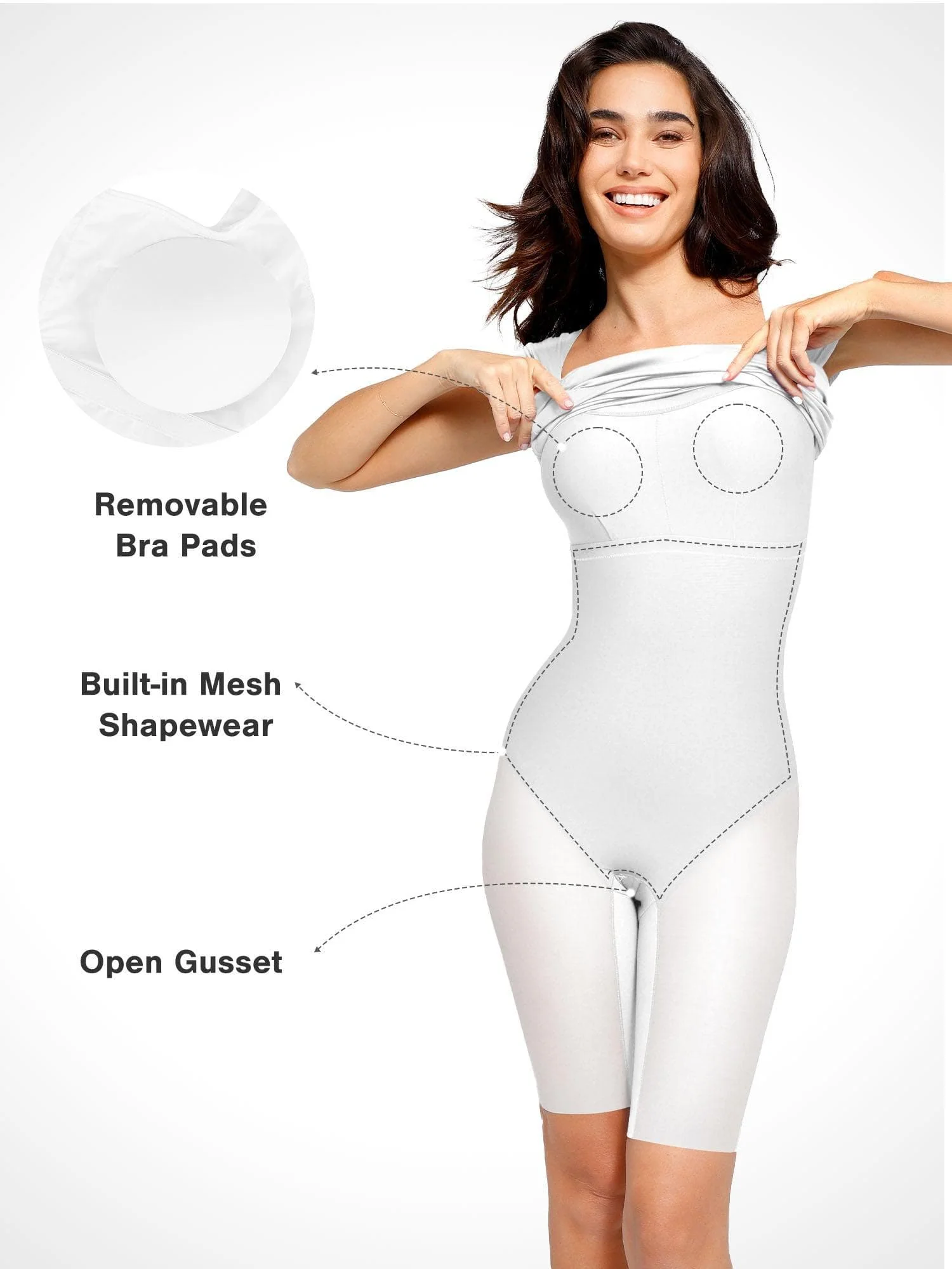 Popilush Shapewear Short Sleeve Low-Back Bodycon Midi Dress - Image 15