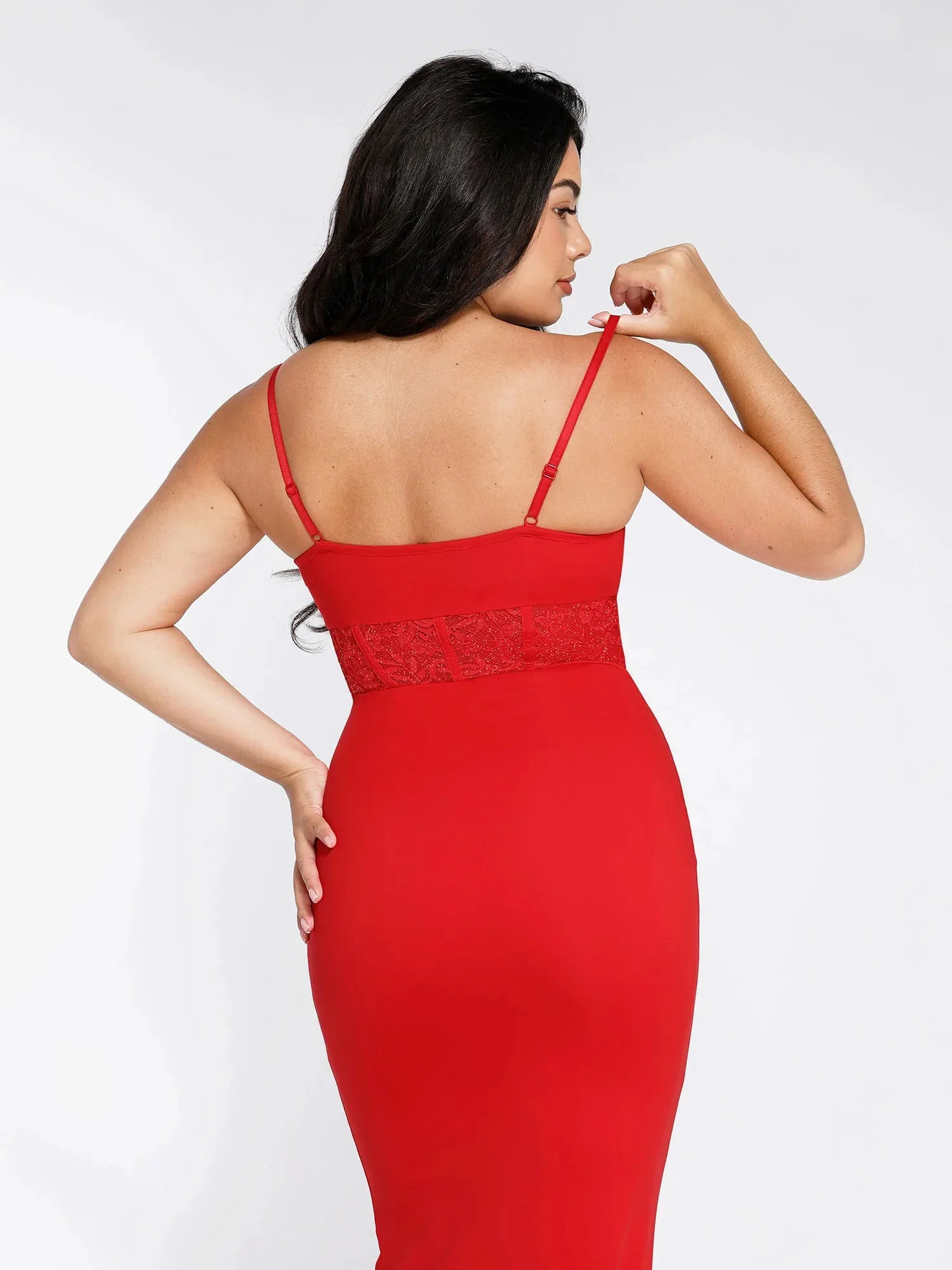 Popilush Shapewear Lace Inset Sculpting Mermaid Maxi Slip Dress - Image 17